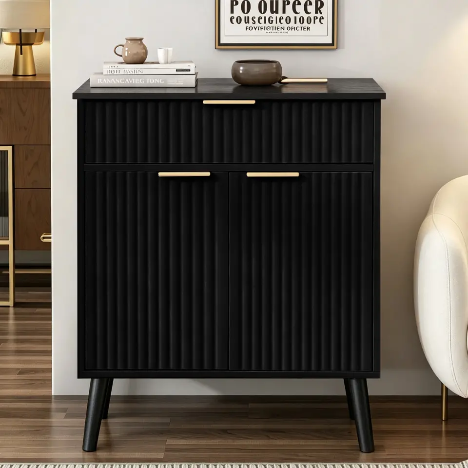 Two-Door Wooden Buffet Cabinet with Storage Drawer