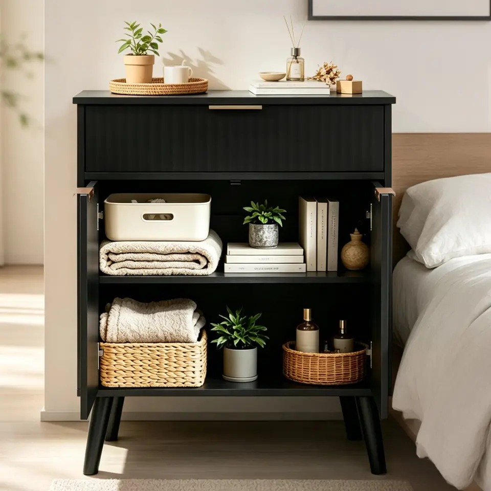 Two-Door Wooden Buffet Cabinet with Storage Drawer thumbnail 6