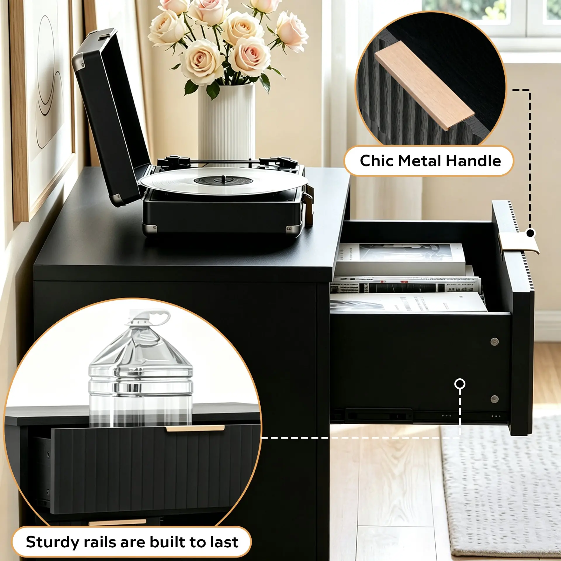 Two-Door Wooden Buffet Cabinet with Storage Drawer - view 7
