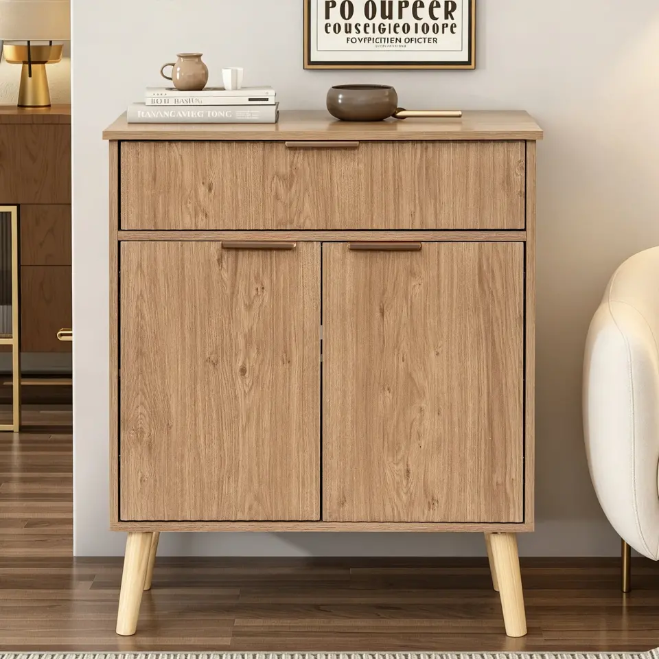 Two-Door Wooden Buffet Cabinet with Storage Drawer thumbnail 15