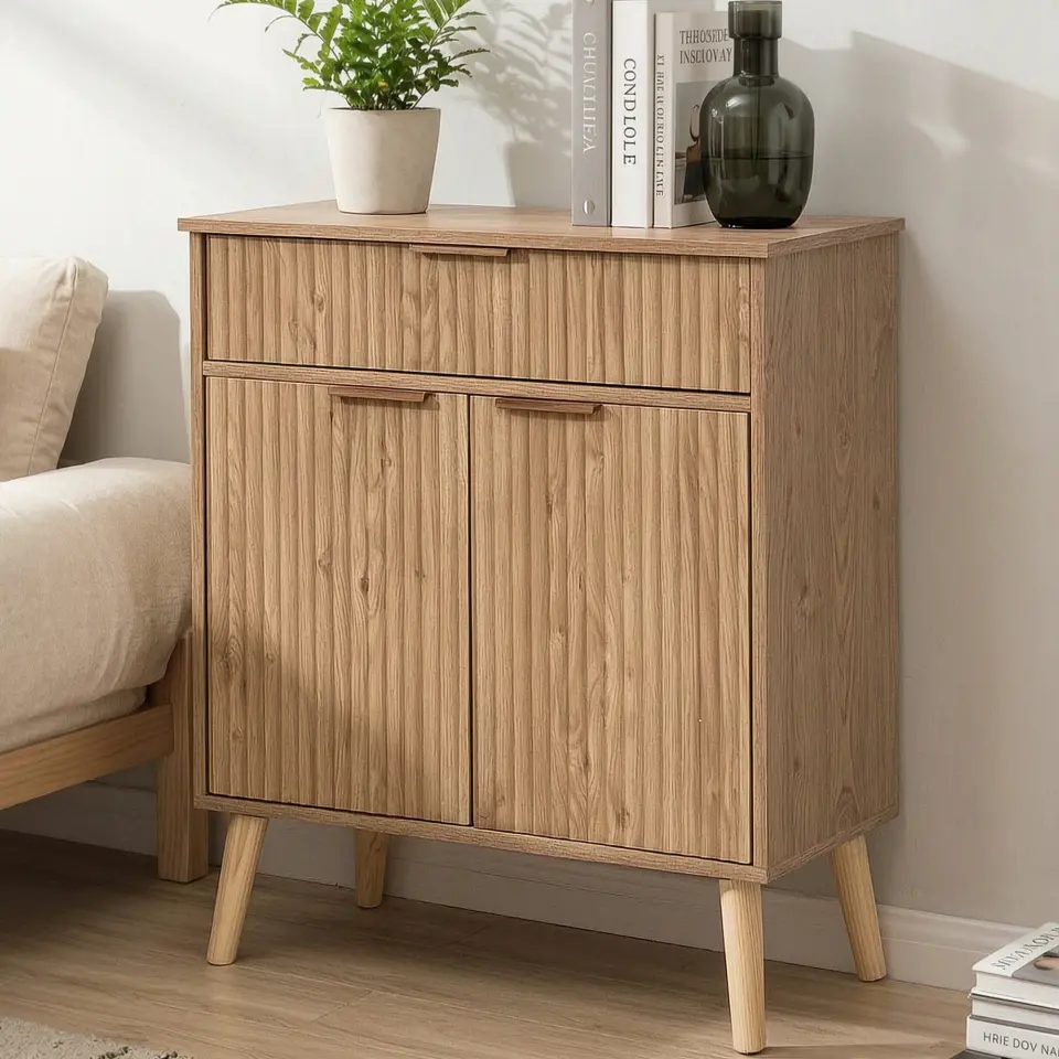 Two-Door Wooden Buffet Cabinet with Storage Drawer thumbnail 16