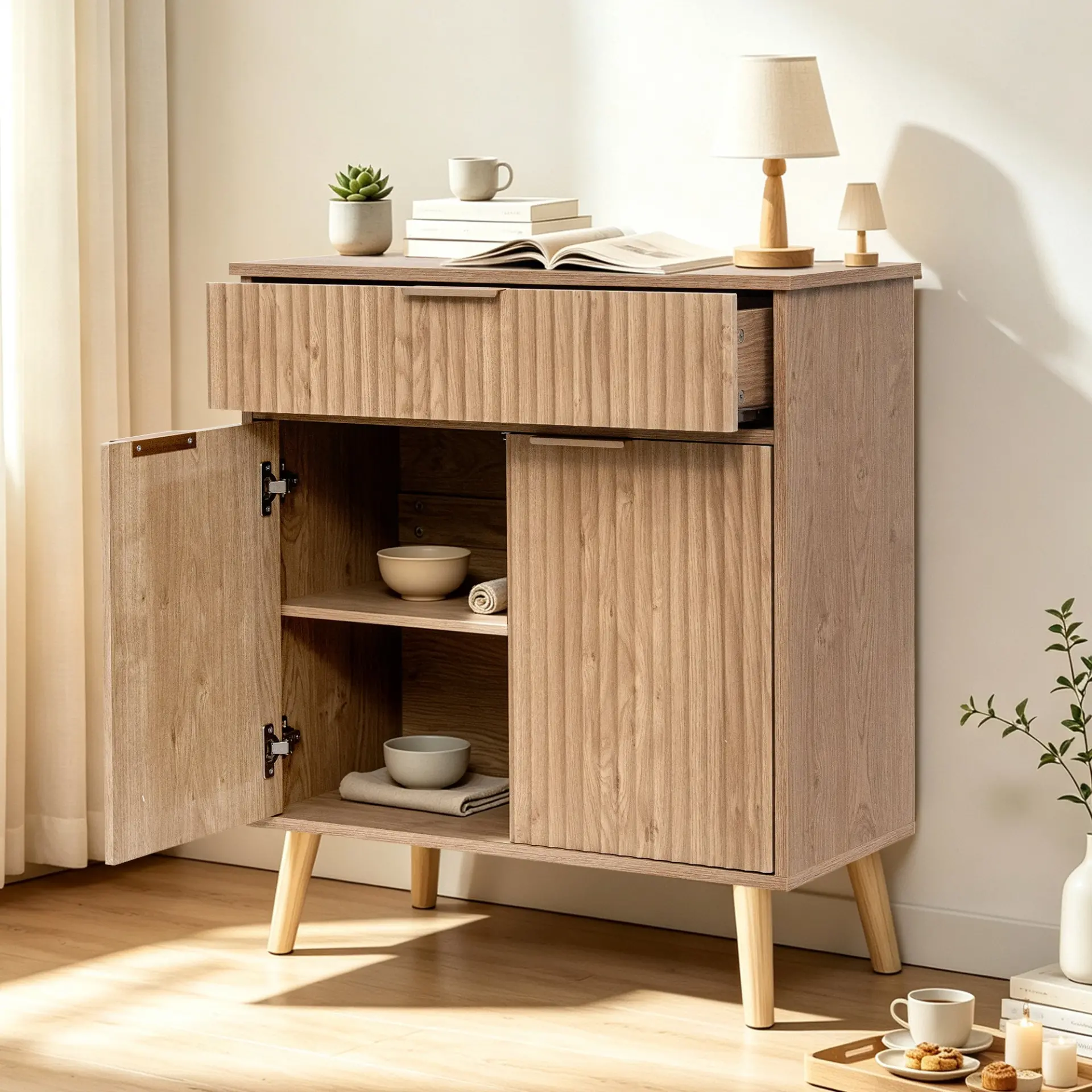 Two-Door Wooden Buffet Cabinet with Storage Drawer - view 18
