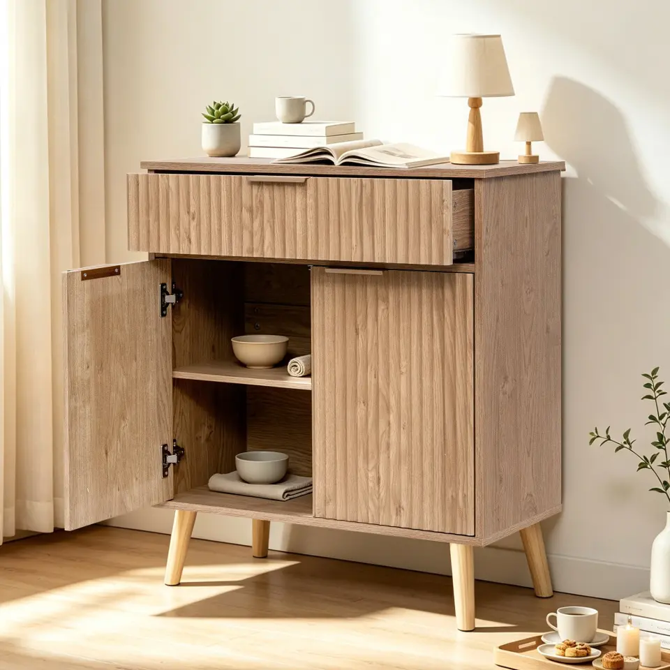 Two-Door Wooden Buffet Cabinet with Storage Drawer thumbnail 18