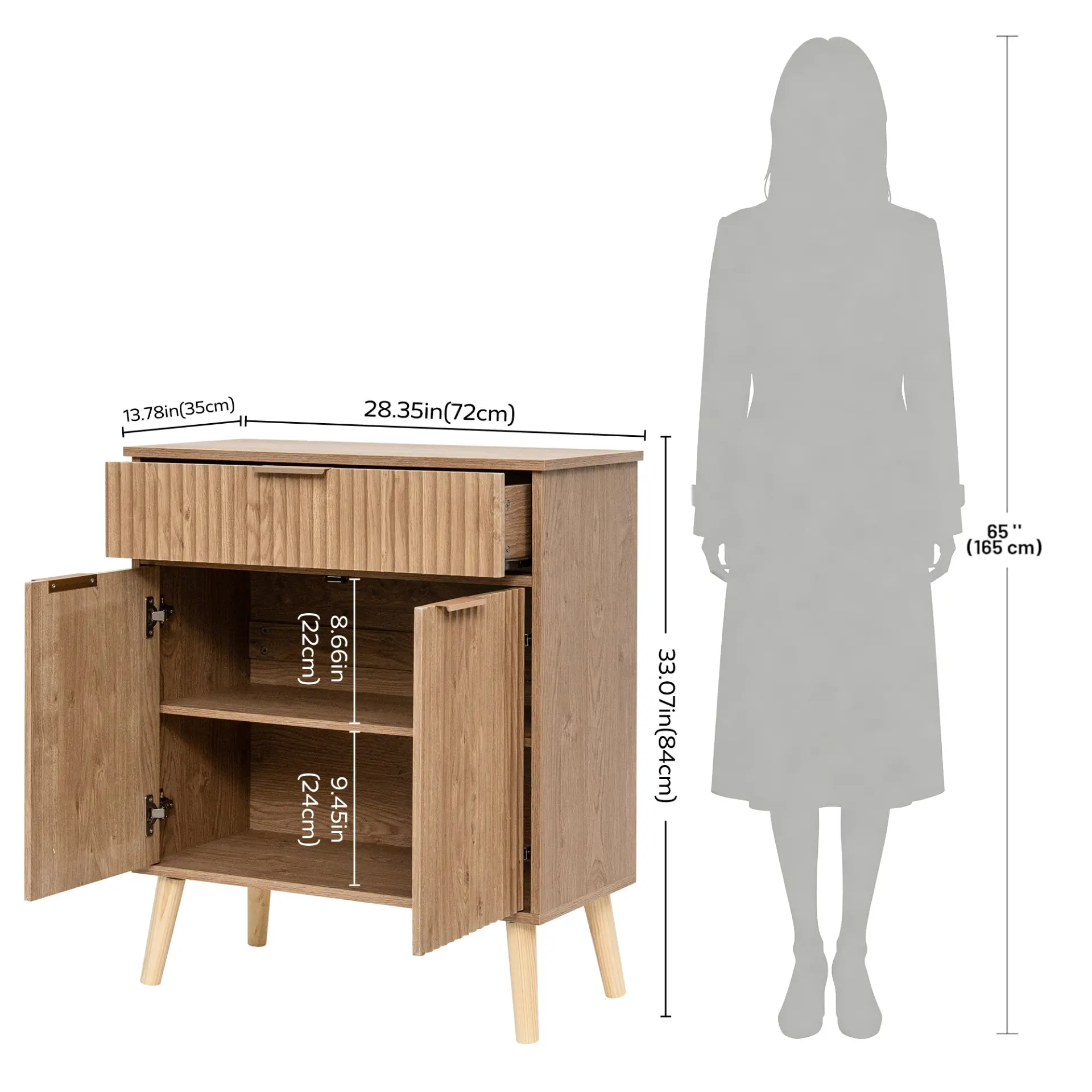 Two-Door Wooden Buffet Cabinet with Storage Drawer - view 20