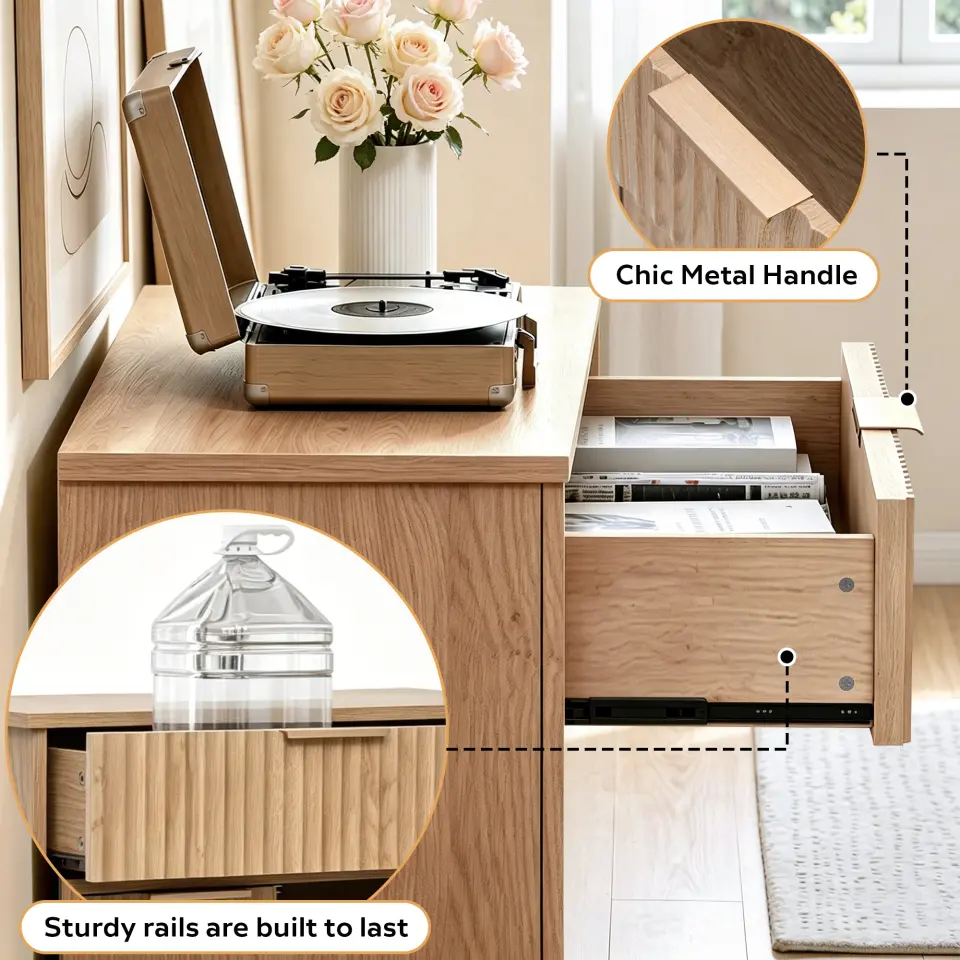 Two-Door Wooden Buffet Cabinet with Storage Drawer thumbnail 22
