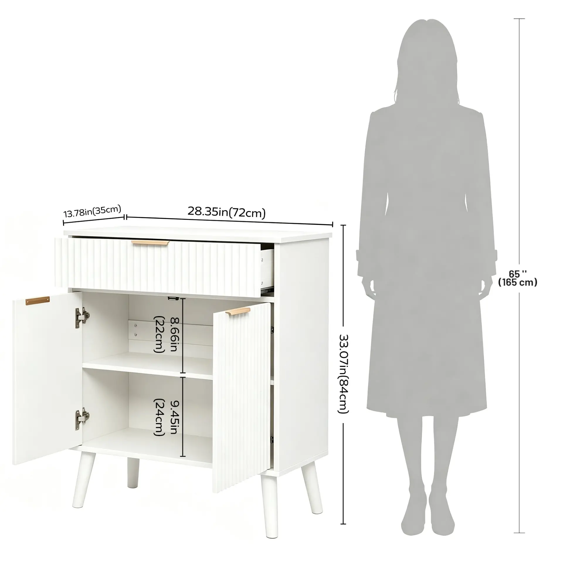 Two-Door Wooden Buffet Cabinet with Storage Drawer - view 36