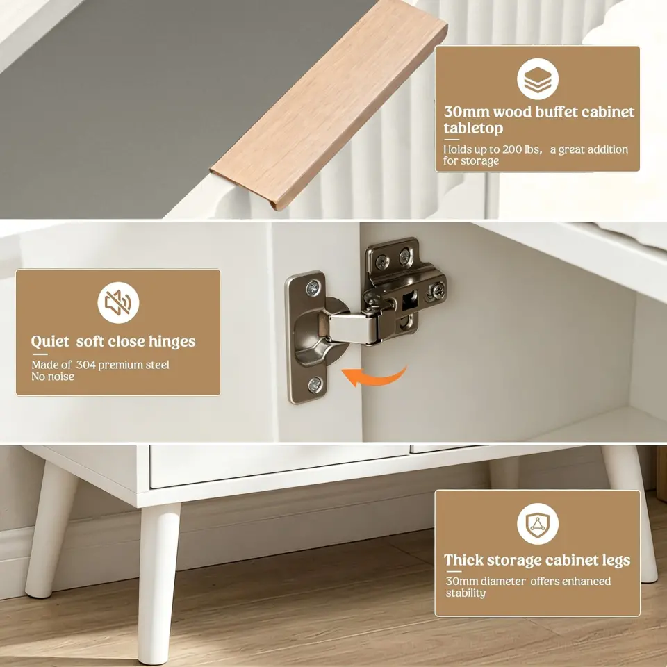 Two-Door Wooden Buffet Cabinet with Storage Drawer thumbnail 41
