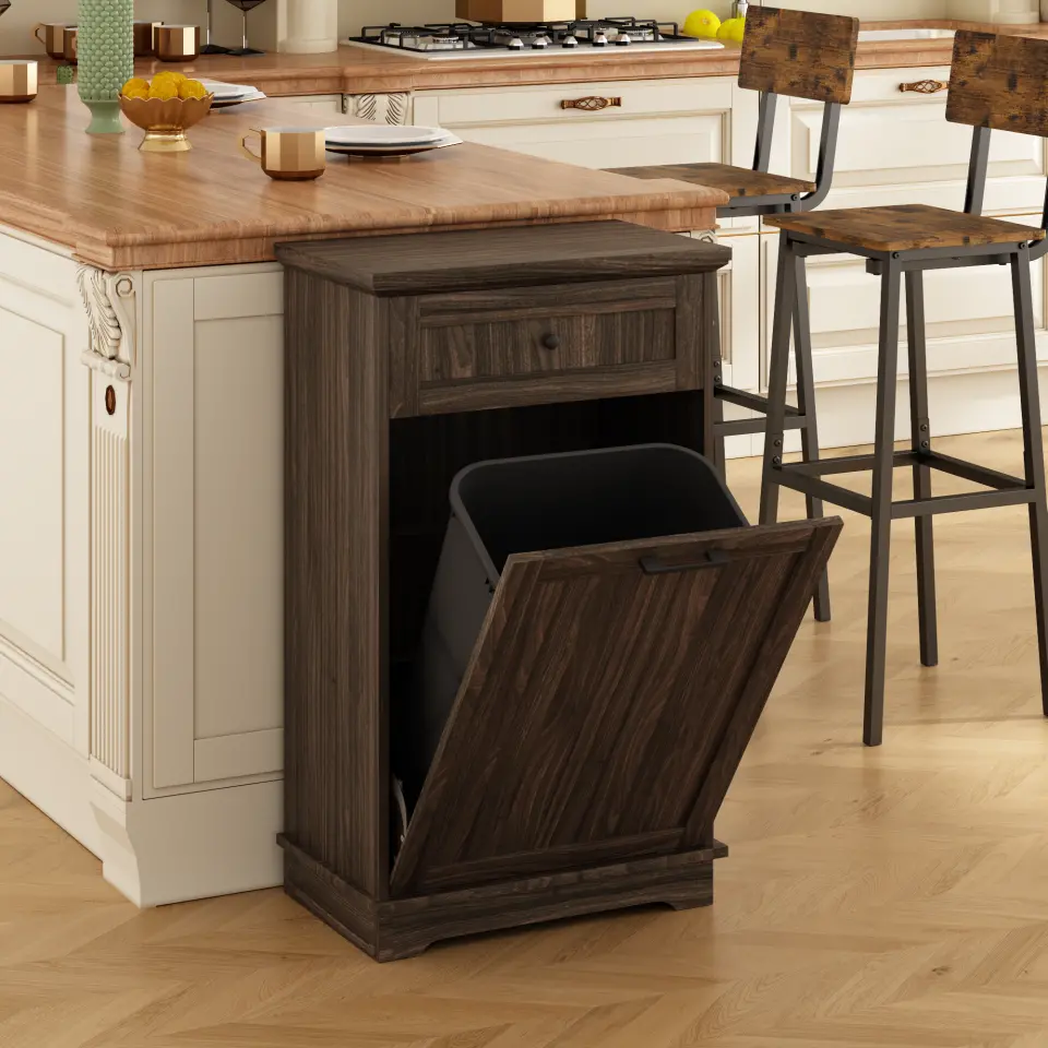 Freestanding Tilt-Out Ten-Gallon Concealed Trash Cabinet