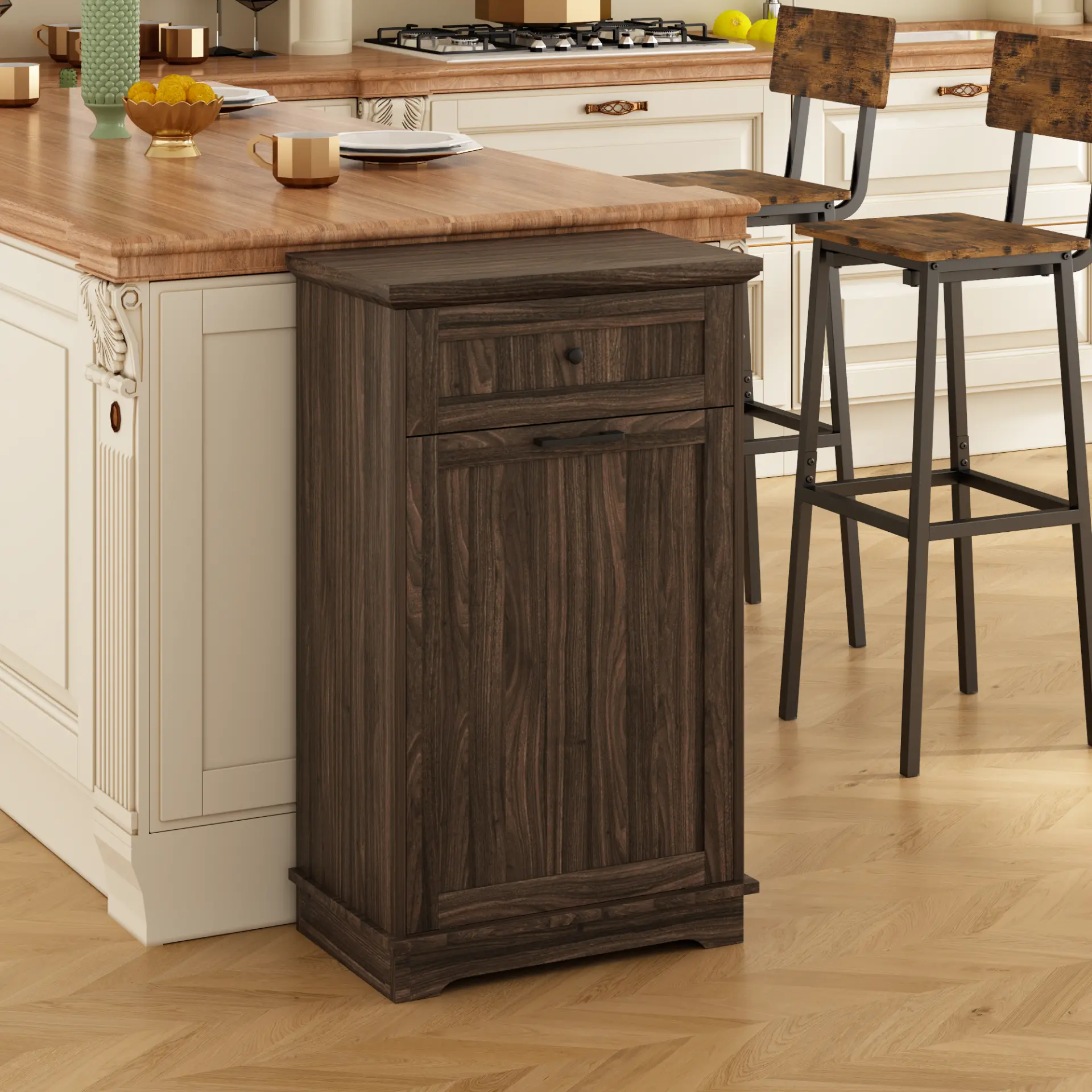 Freestanding Tilt-Out Ten-Gallon Concealed Trash Cabinet - view 2