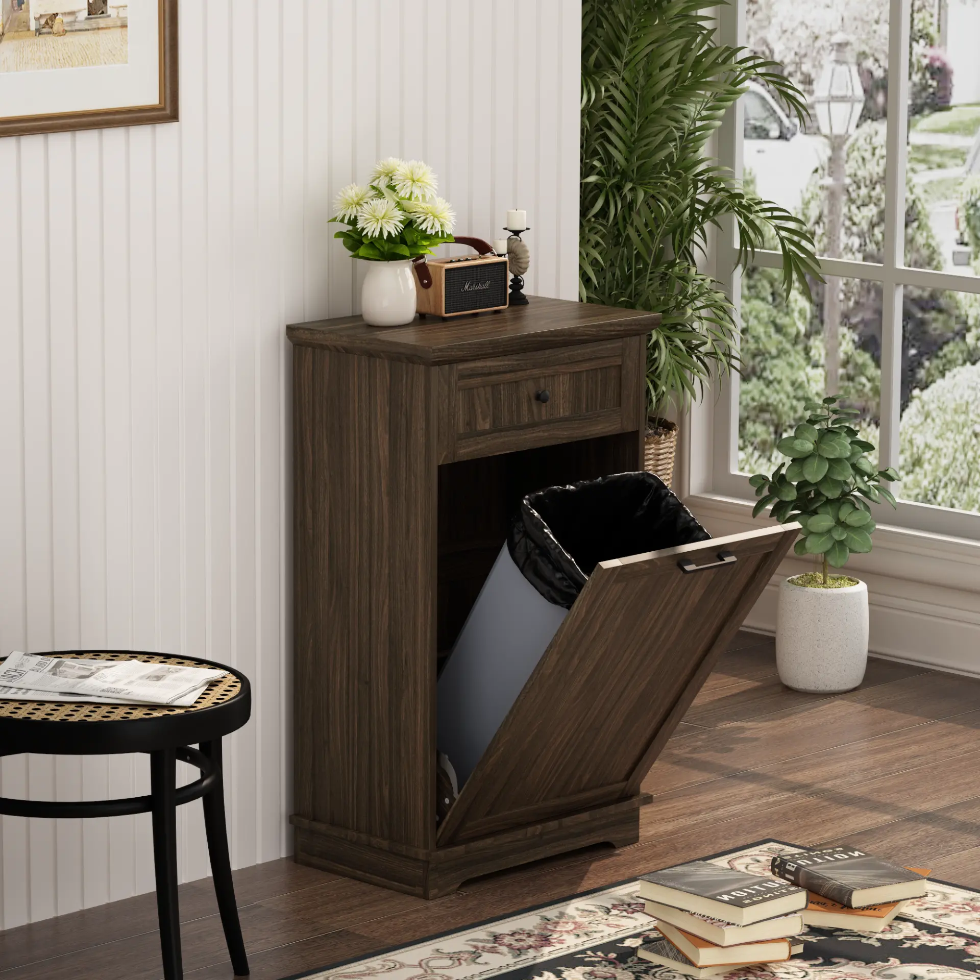 Freestanding Tilt-Out Ten-Gallon Concealed Trash Cabinet - view 11
