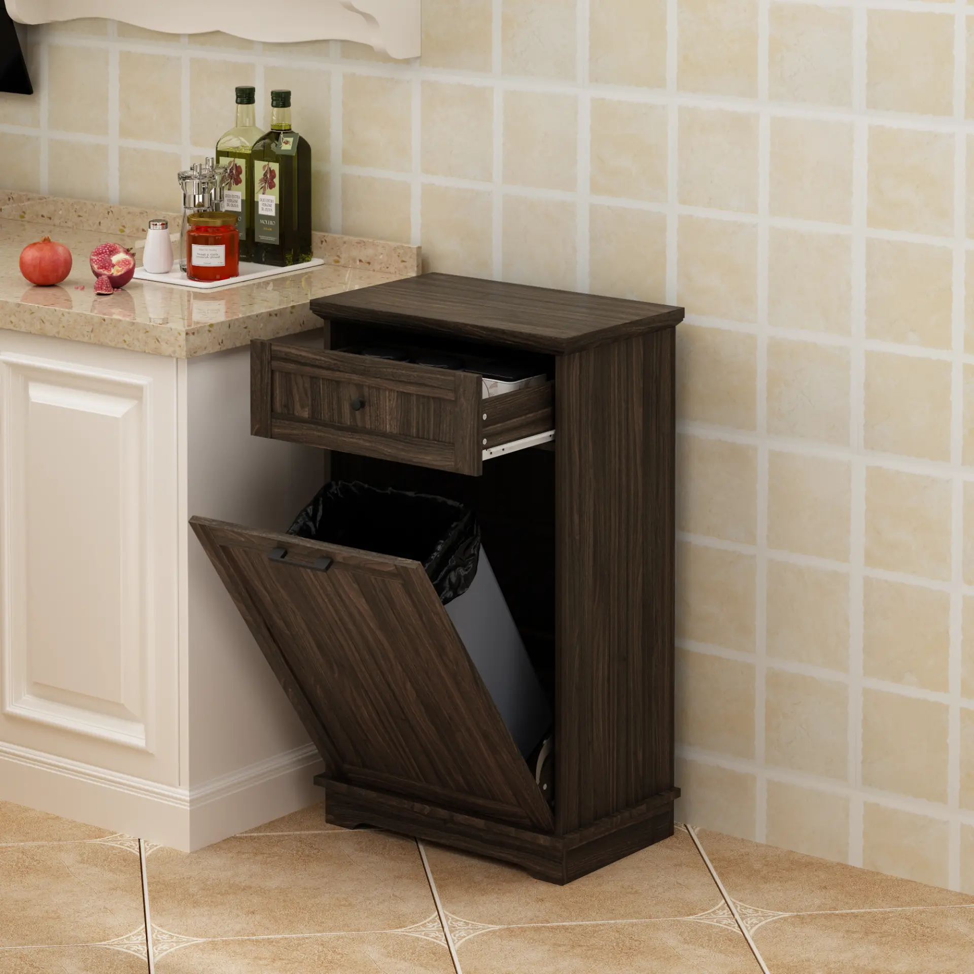 Freestanding Tilt-Out Ten-Gallon Concealed Trash Cabinet - view 15
