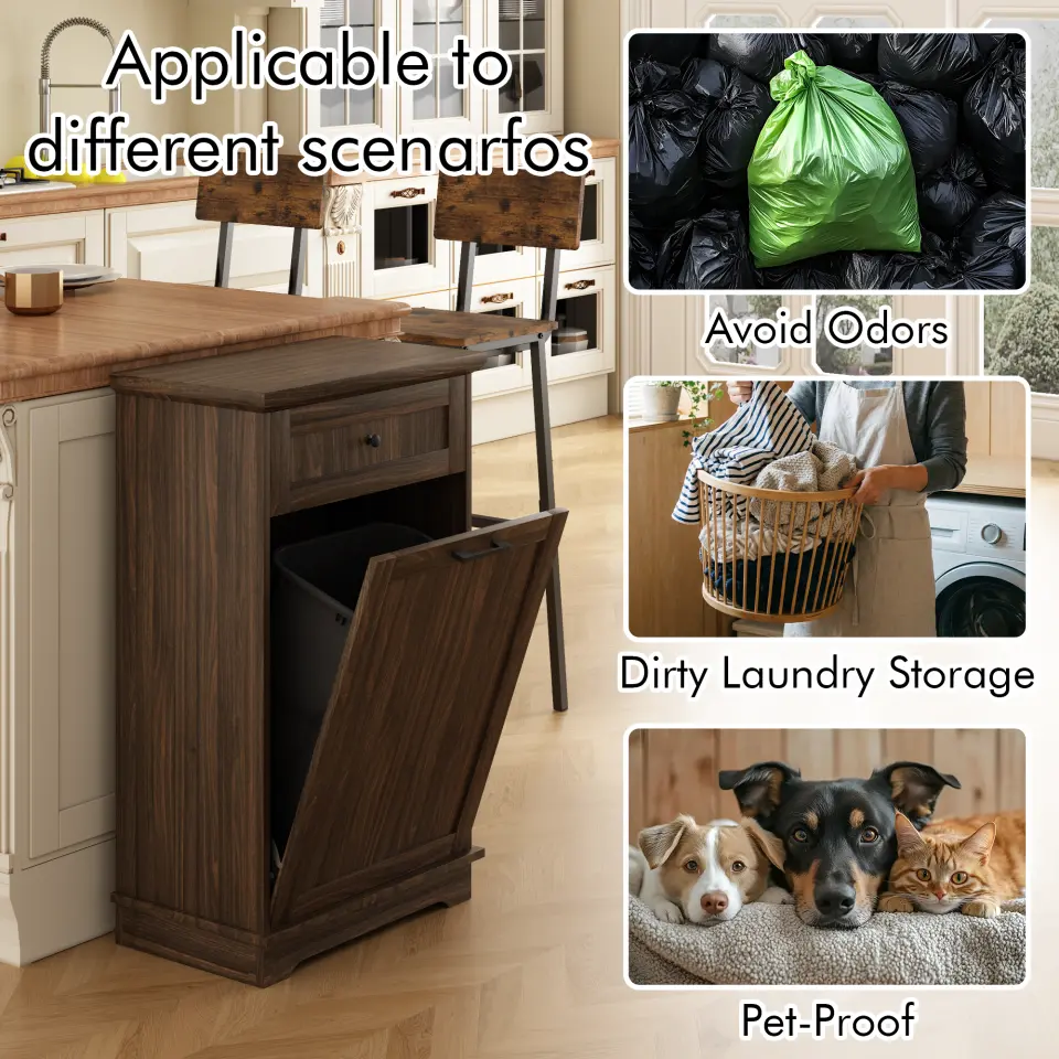 Freestanding Tilt-Out Ten-Gallon Concealed Trash Cabinet thumbnail 16