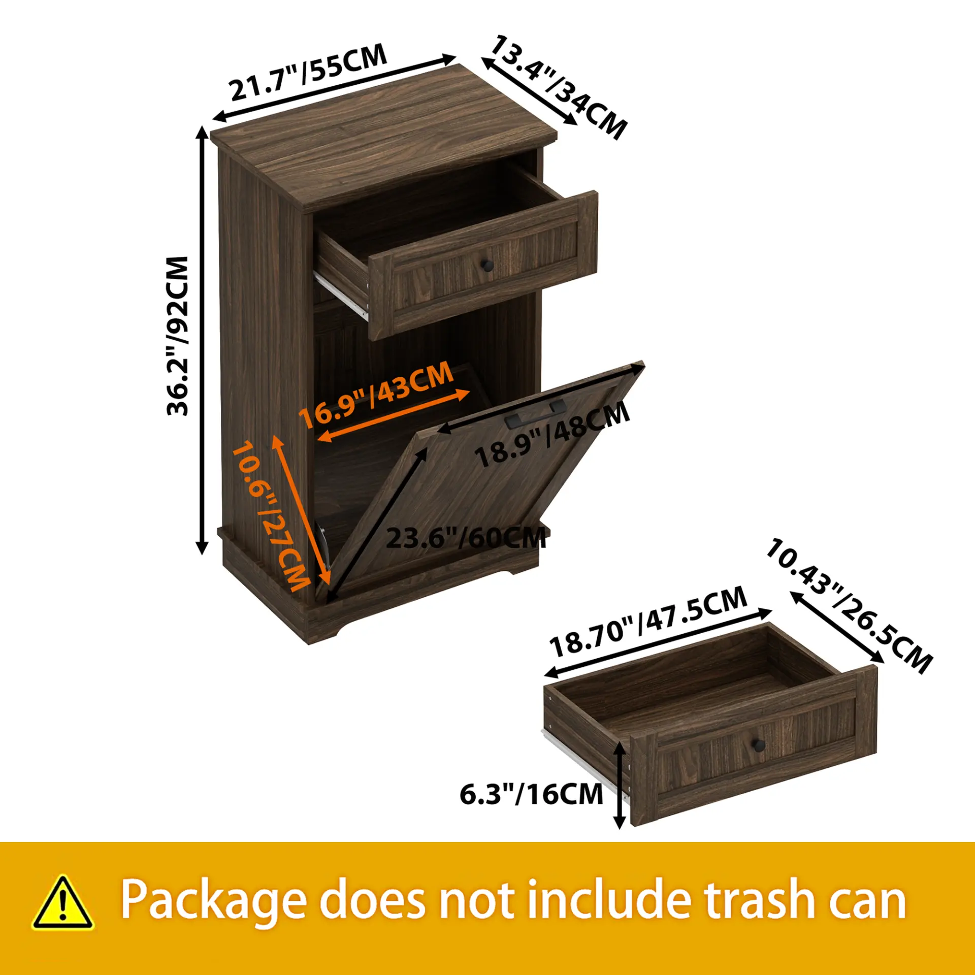 Freestanding Tilt-Out Ten-Gallon Concealed Trash Cabinet - view 25
