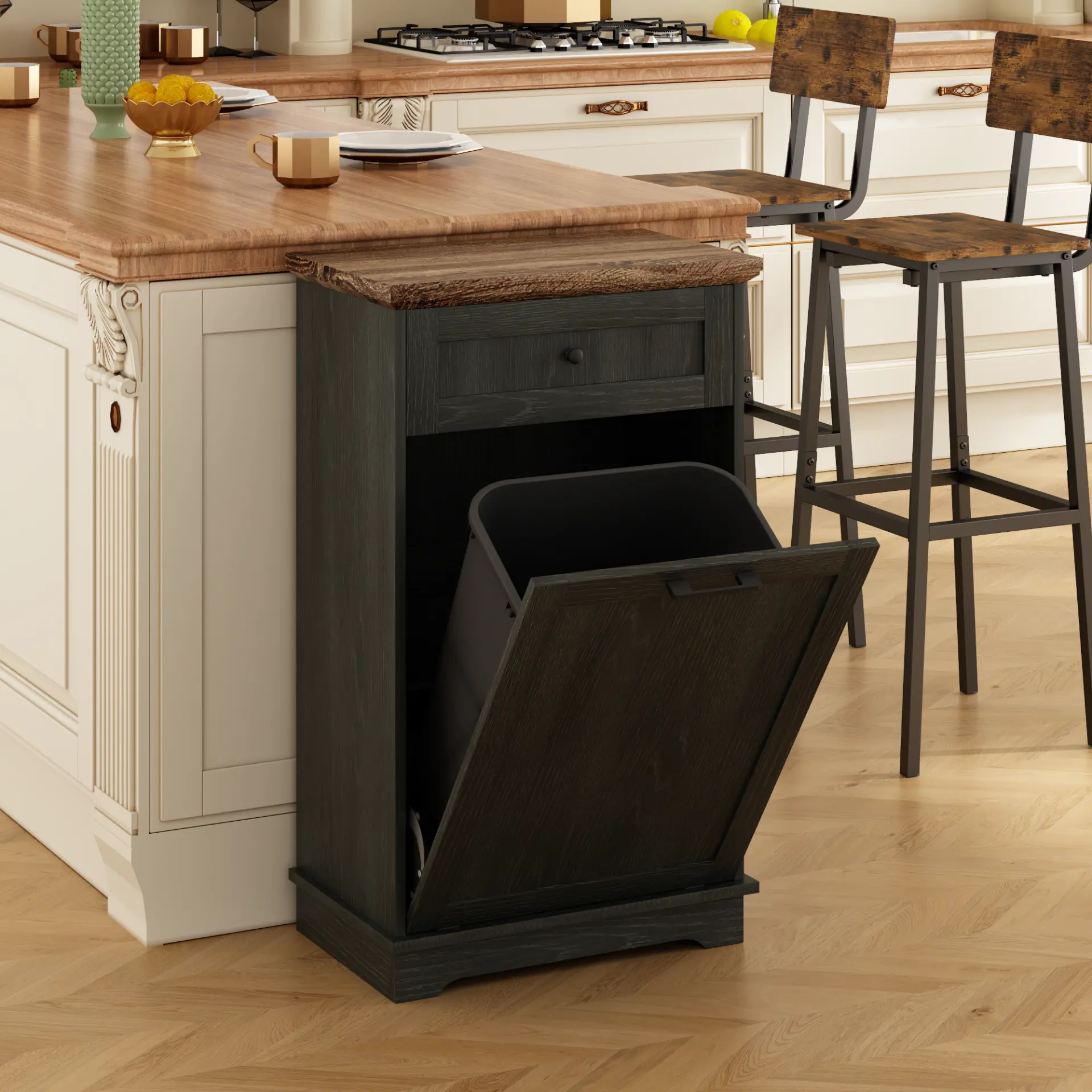 Freestanding Tilt-Out Ten-Gallon Concealed Trash Cabinet - view 35