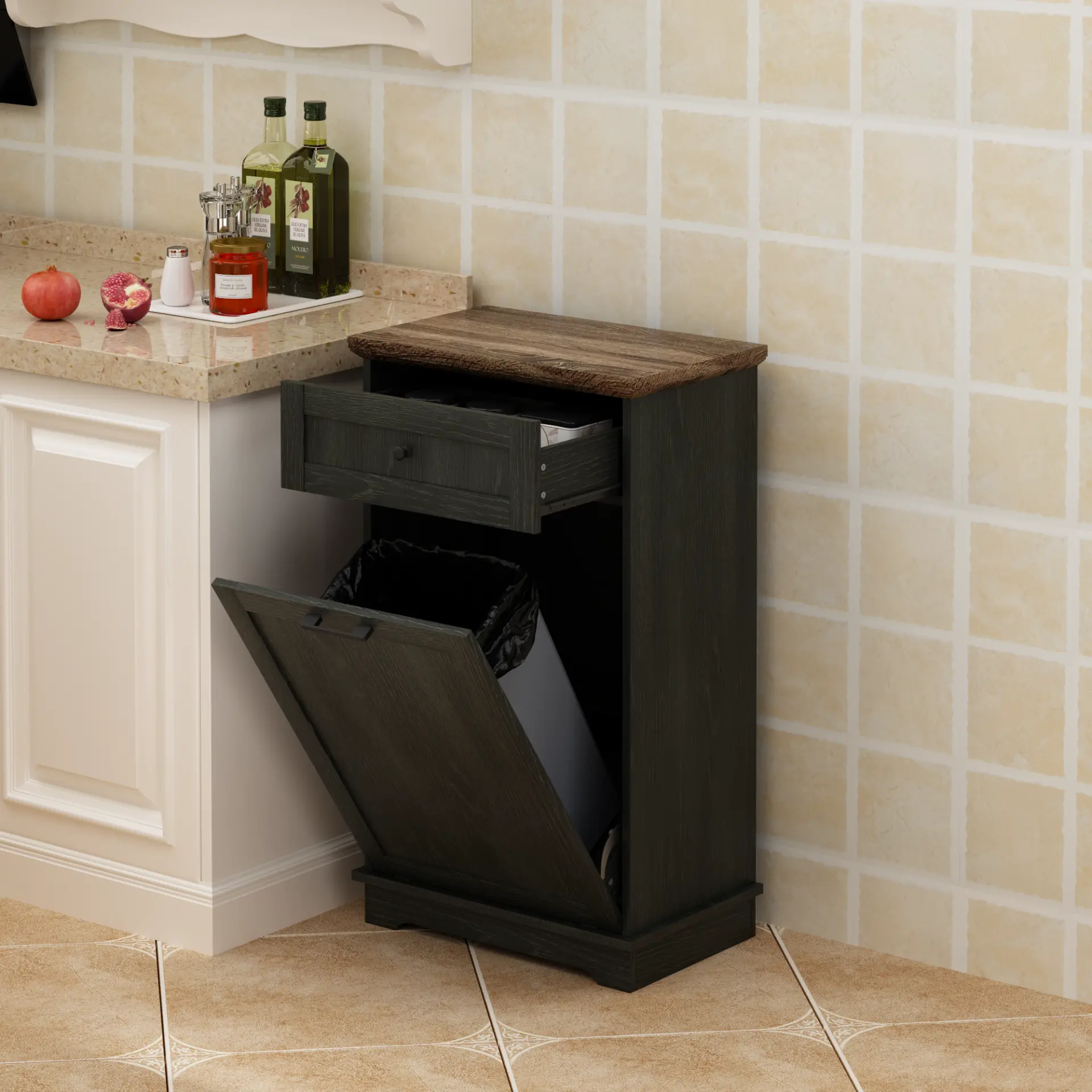 Freestanding Tilt-Out Ten-Gallon Concealed Trash Cabinet - view 44