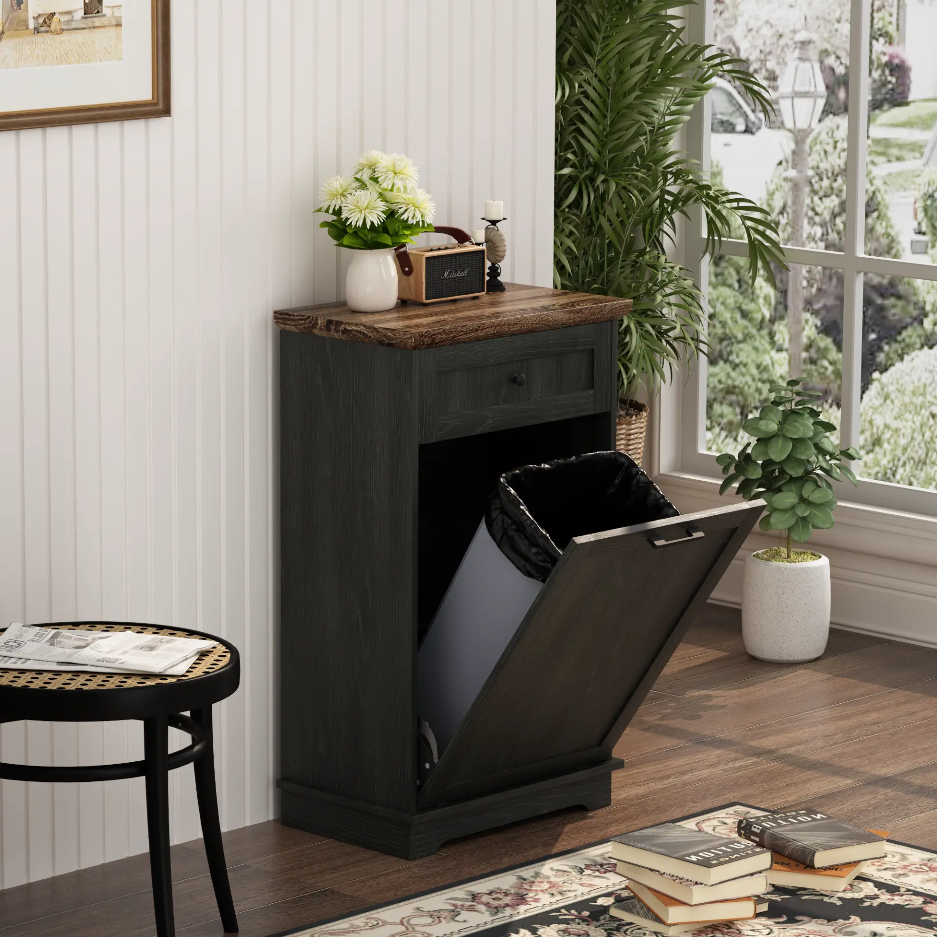 Freestanding Tilt-Out Ten-Gallon Concealed Trash Cabinet - view 47