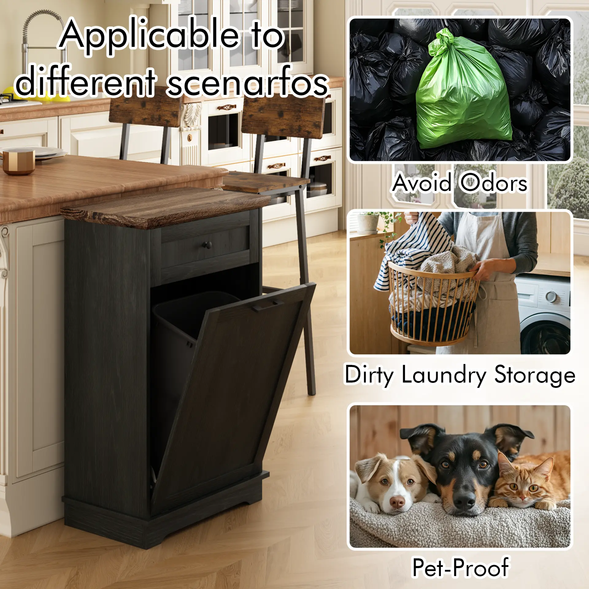 Freestanding Tilt-Out Ten-Gallon Concealed Trash Cabinet - view 50