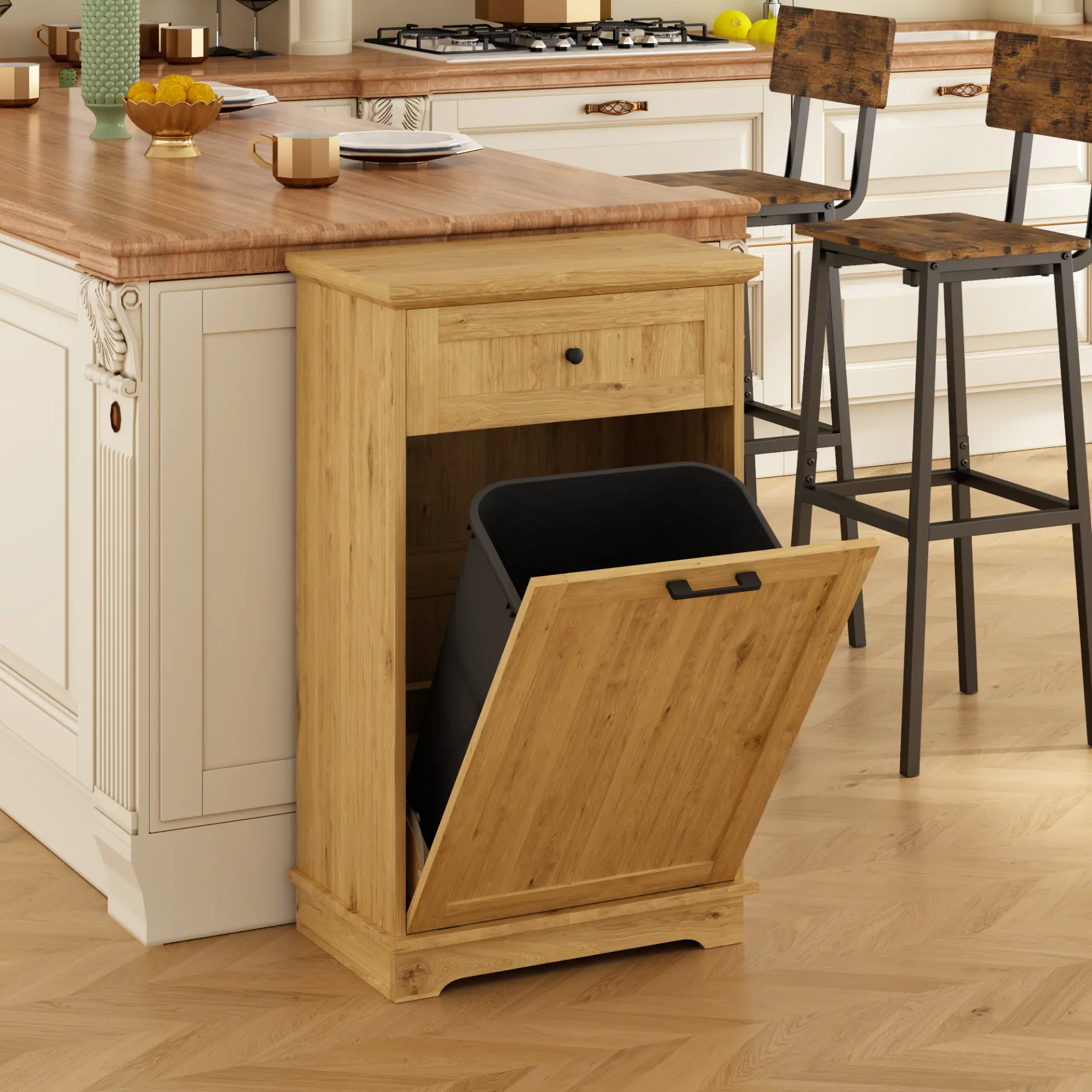 Freestanding Tilt-Out Ten-Gallon Concealed Trash Cabinet - view 67