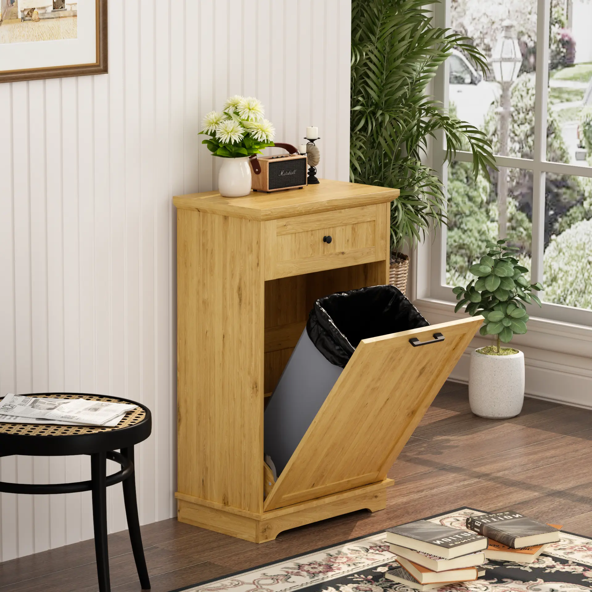Freestanding Tilt-Out Ten-Gallon Concealed Trash Cabinet - view 79