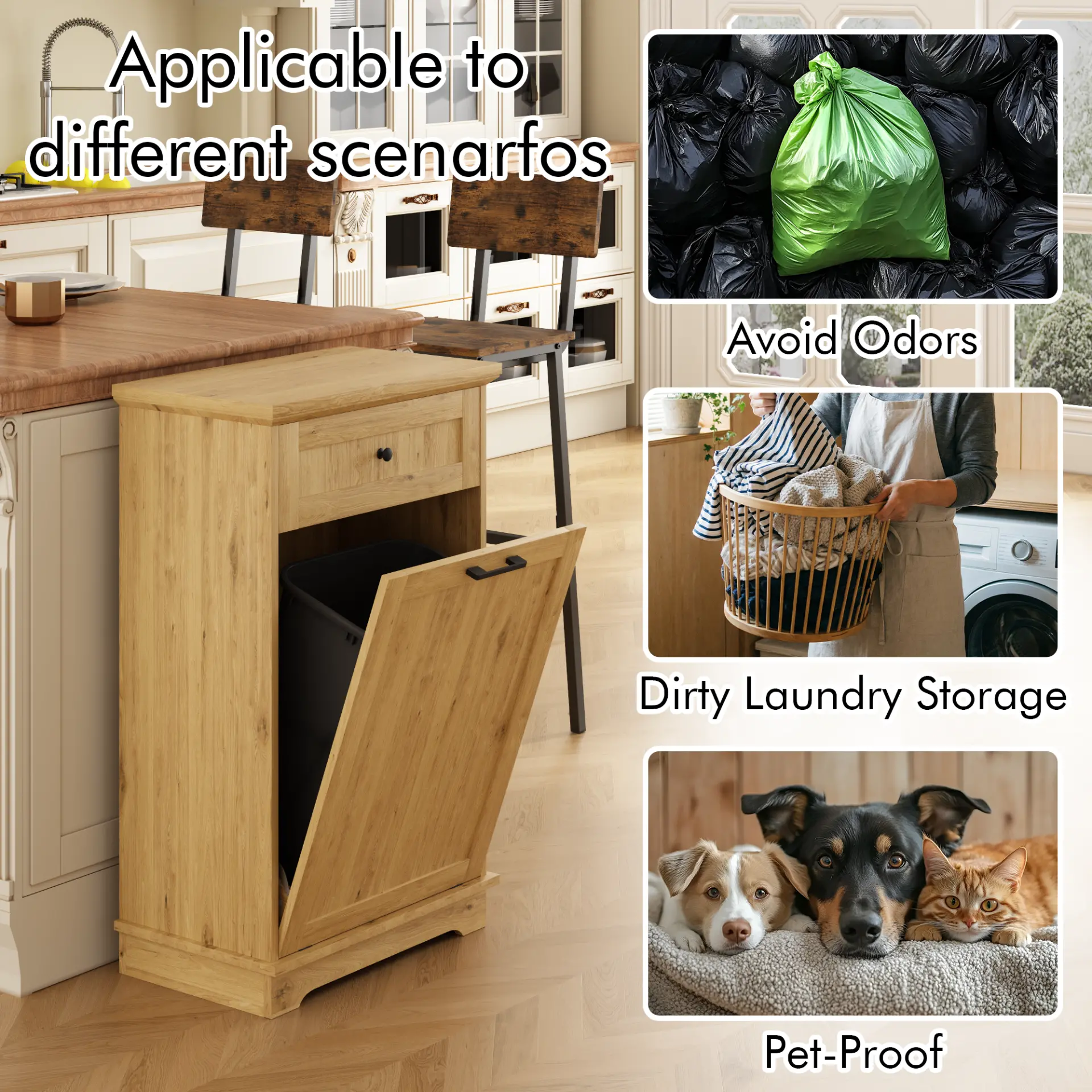 Freestanding Tilt-Out Ten-Gallon Concealed Trash Cabinet - view 82