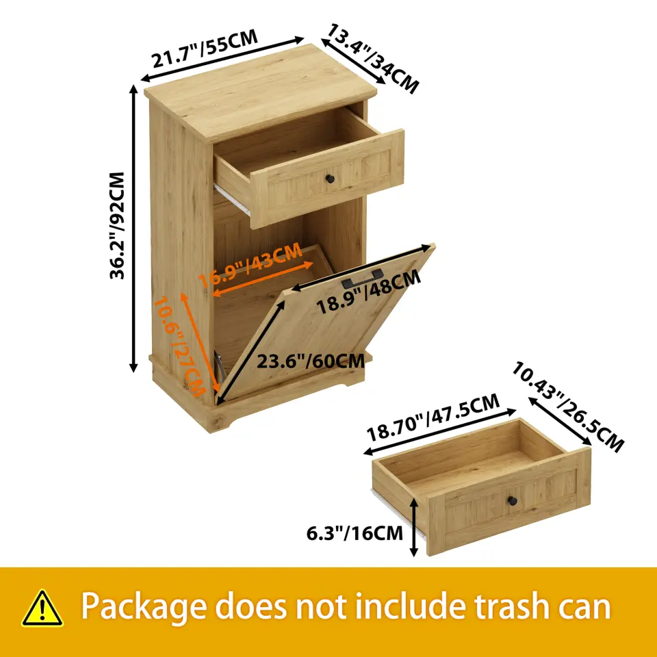 Freestanding Tilt-Out Ten-Gallon Concealed Trash Cabinet thumbnail 90