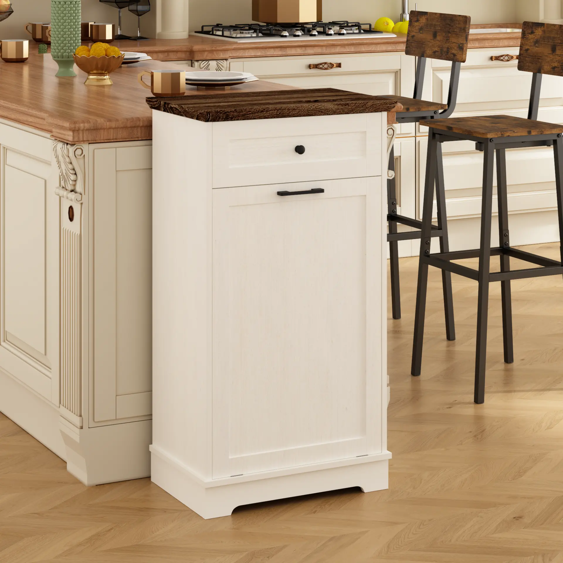 Two-Tone Tilt-Out Concealed Kitchen Trash Cabinet - view 2