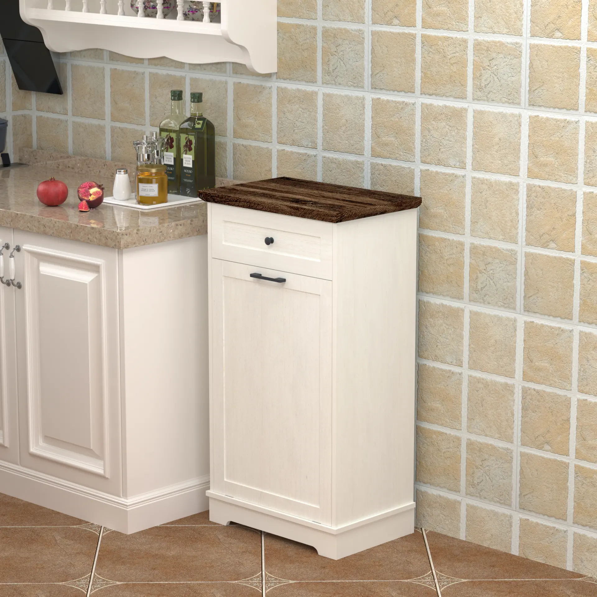 Two-Tone Tilt-Out Concealed Kitchen Trash Cabinet - view 3
