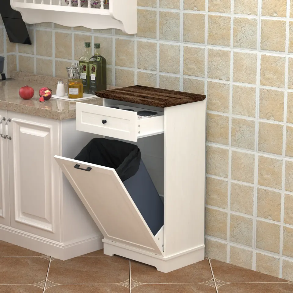 Two-Tone Tilt-Out Concealed Kitchen Trash Cabinet thumbnail 4