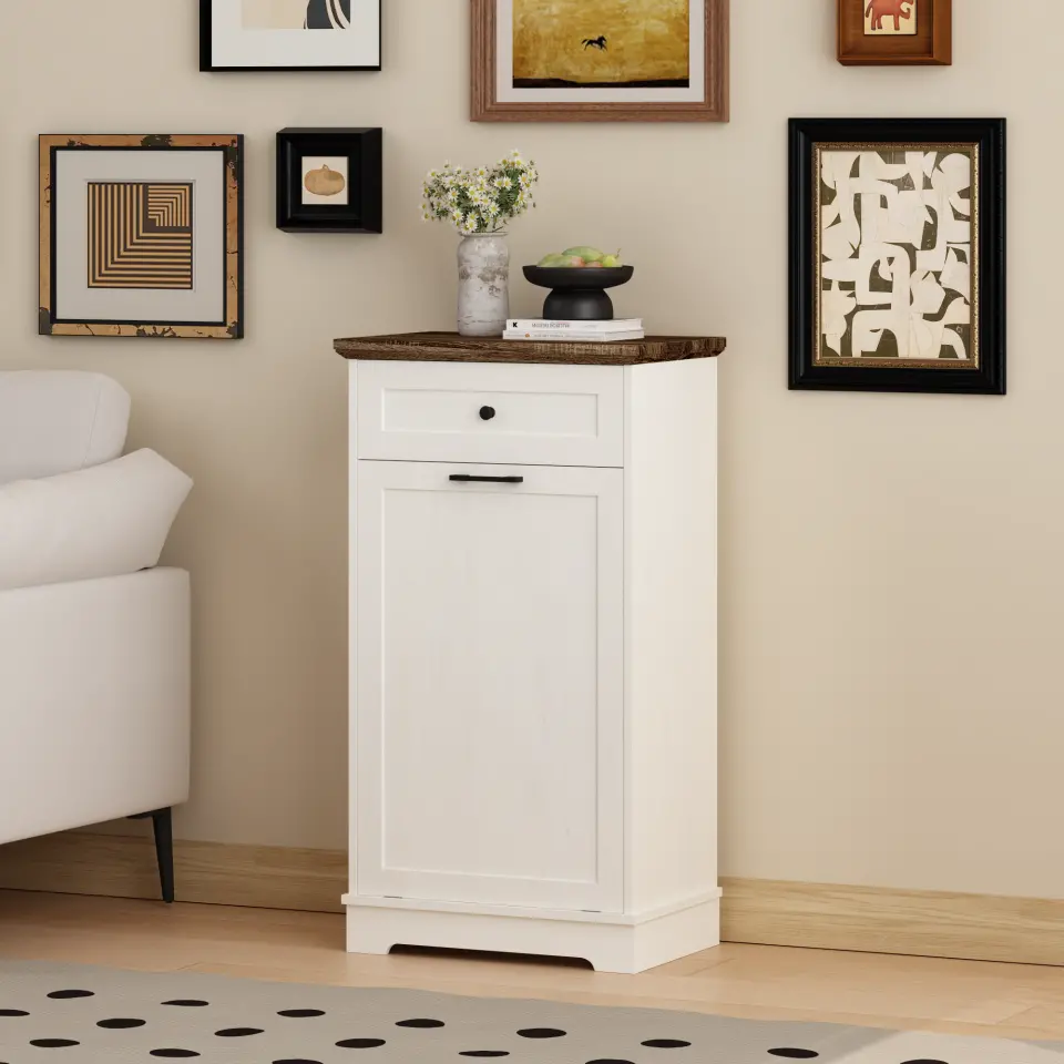Two-Tone Tilt-Out Concealed Kitchen Trash Cabinet thumbnail 5