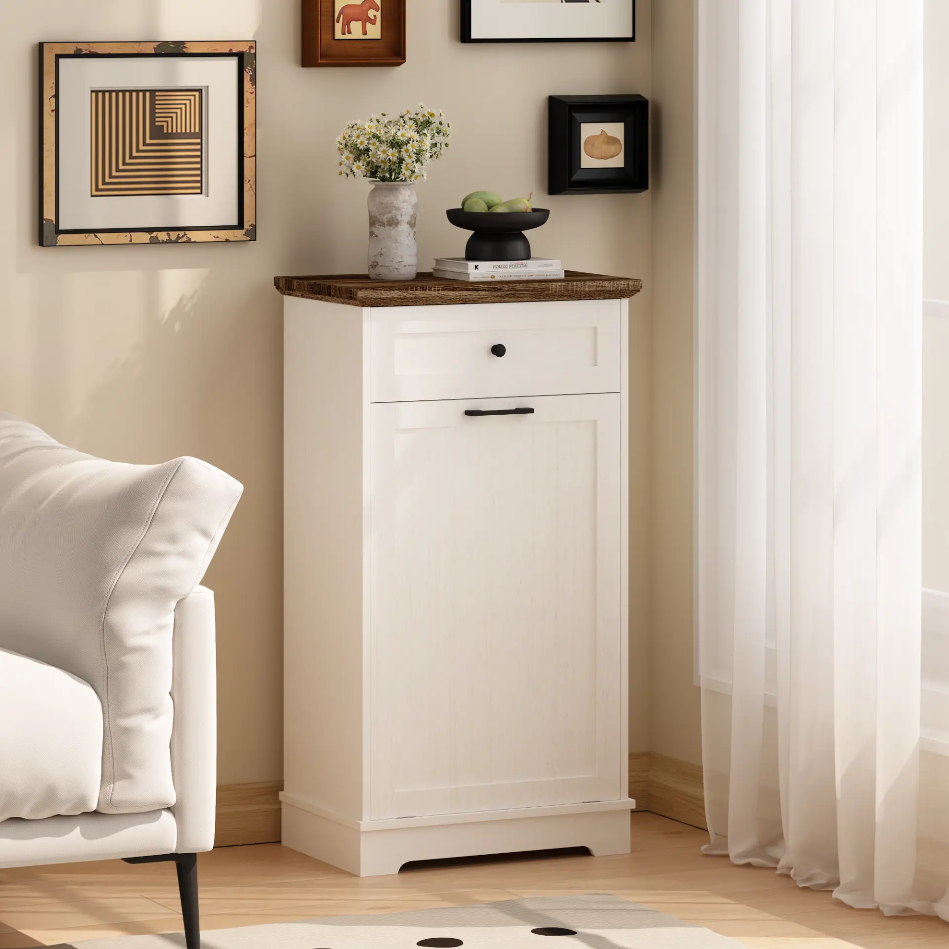 Two-Tone Tilt-Out Concealed Kitchen Trash Cabinet - view 6