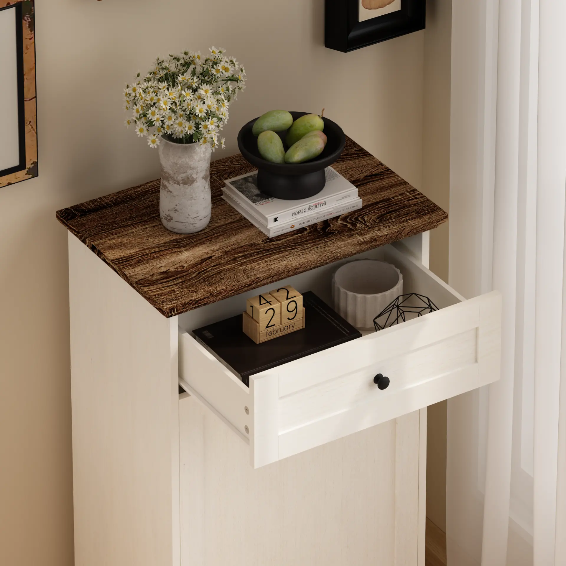 Two-Tone Tilt-Out Concealed Kitchen Trash Cabinet - view 7