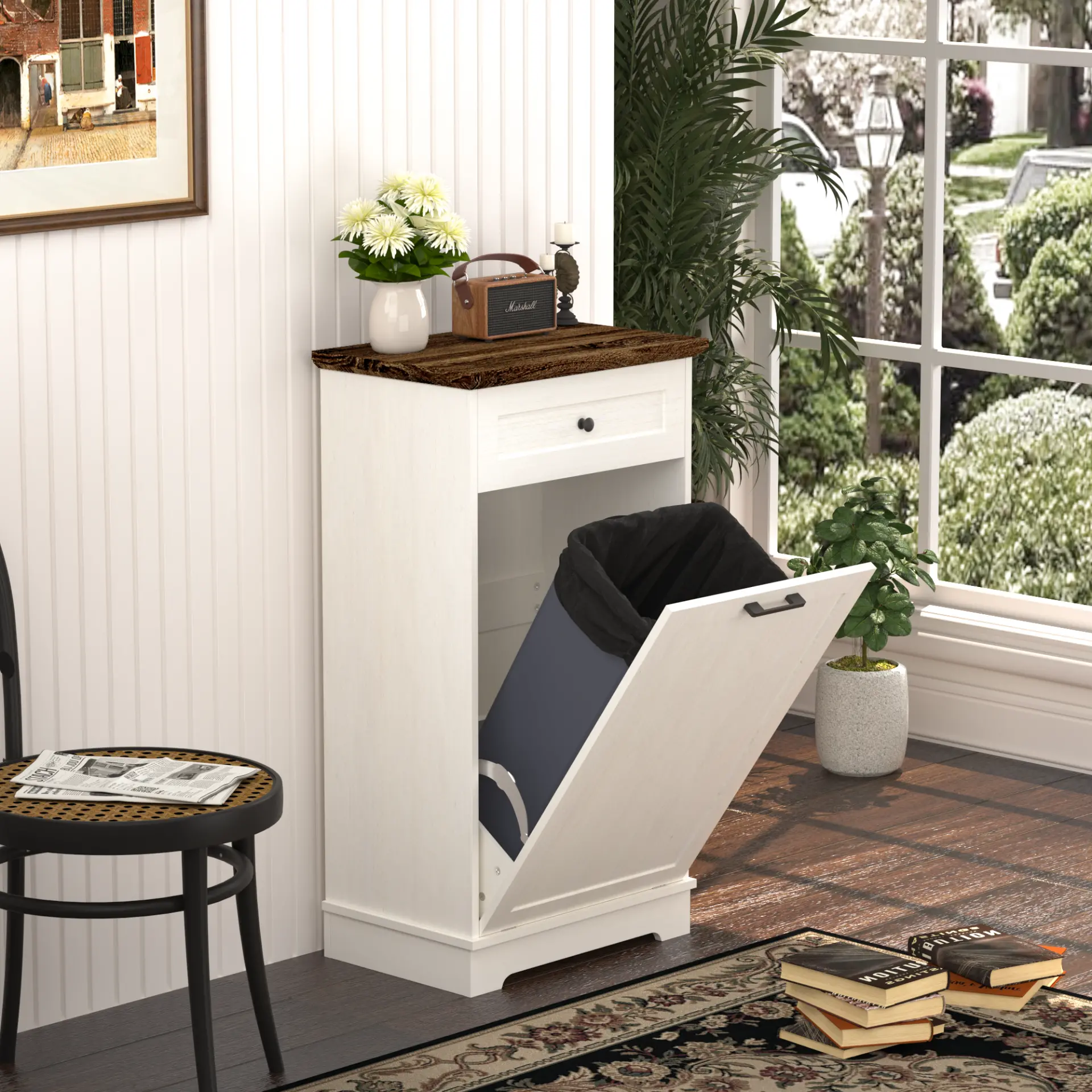 Two-Tone Tilt-Out Concealed Kitchen Trash Cabinet - view 13