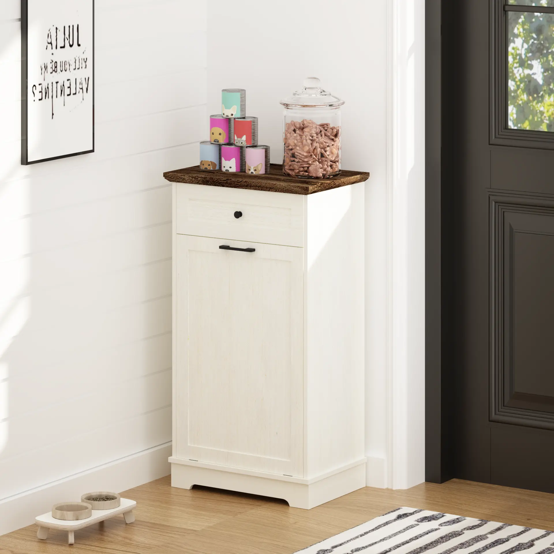 Two-Tone Tilt-Out Concealed Kitchen Trash Cabinet - view 14