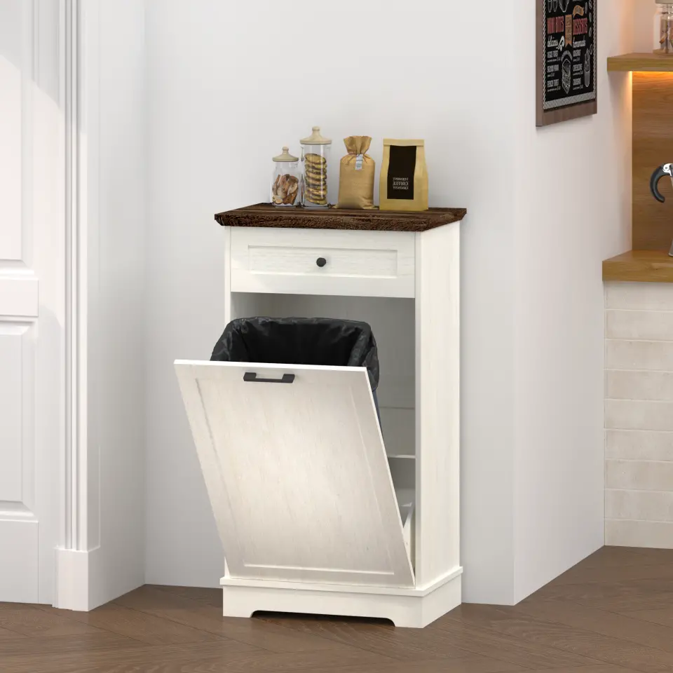 Two-Tone Tilt-Out Concealed Kitchen Trash Cabinet thumbnail 16