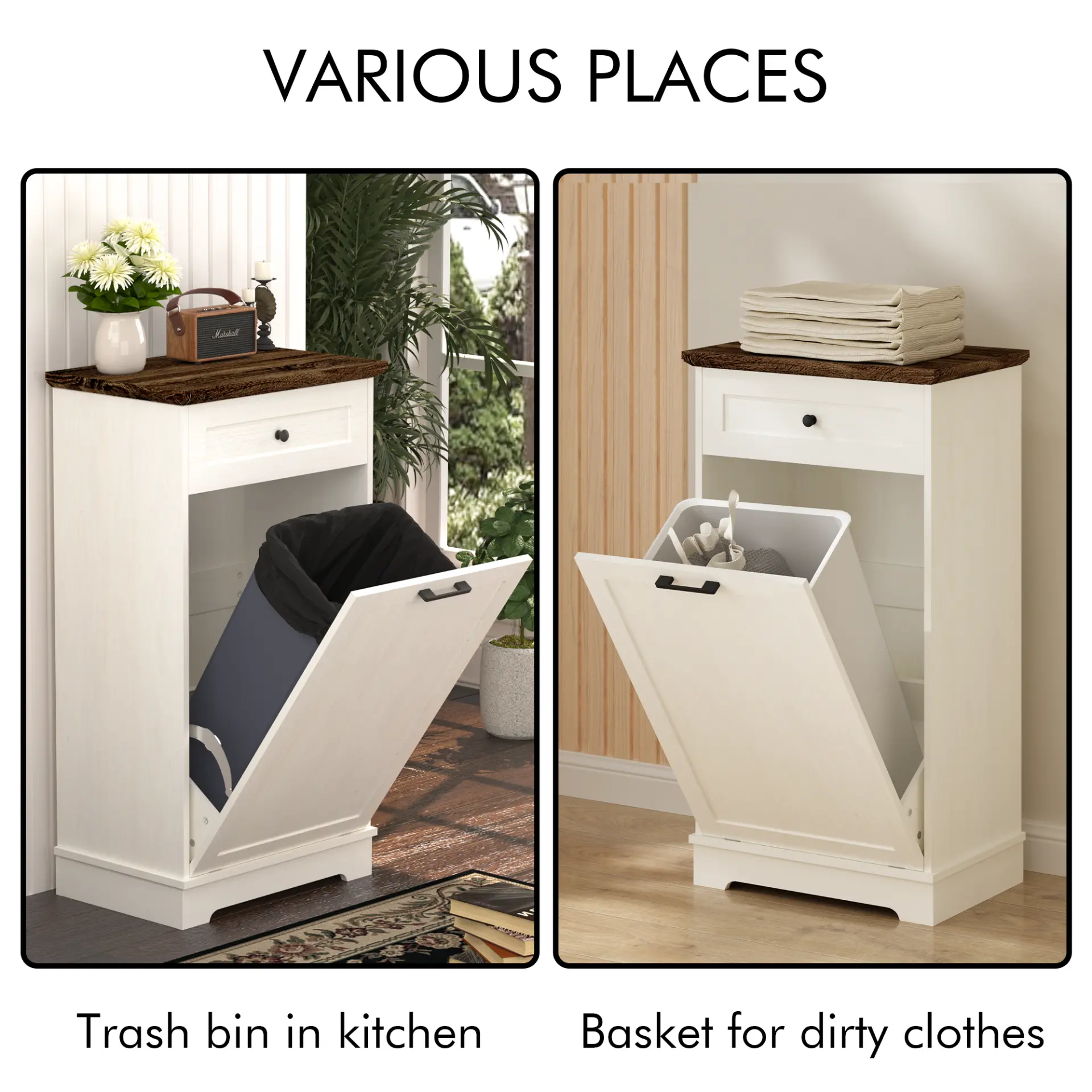 Two-Tone Tilt-Out Concealed Kitchen Trash Cabinet - view 17