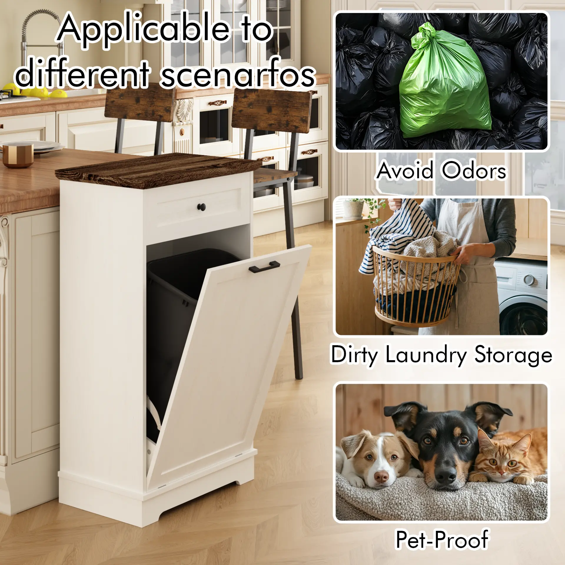 Two-Tone Tilt-Out Concealed Kitchen Trash Cabinet - view 18