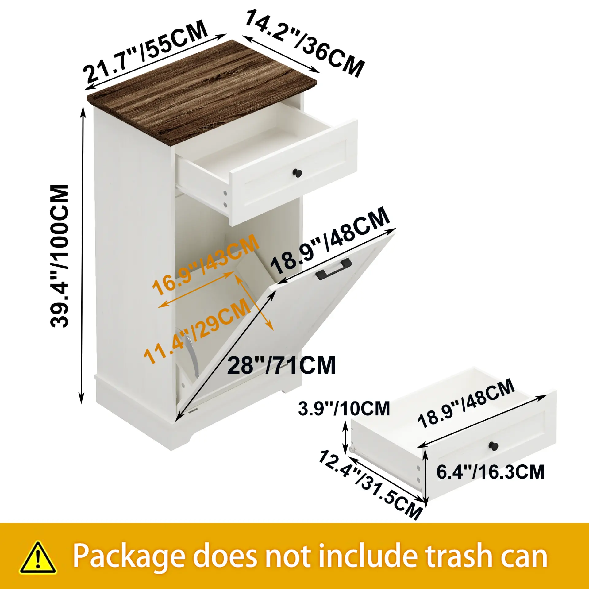 Two-Tone Tilt-Out Concealed Kitchen Trash Cabinet - view 27