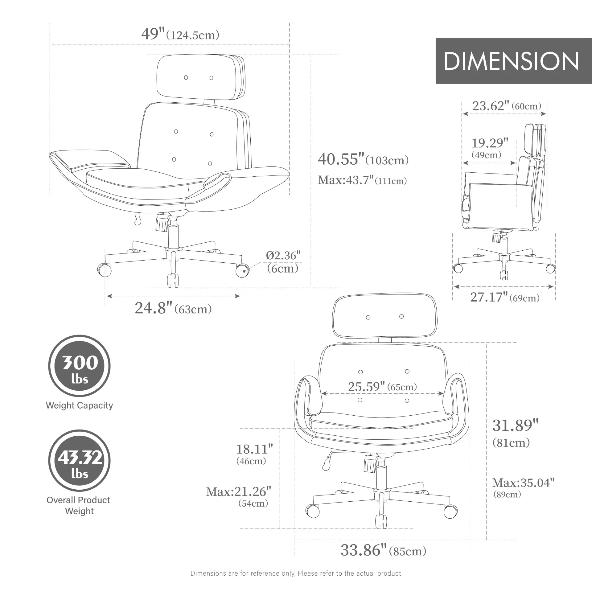 Ergonomic High-Back Swivel Office Chair with Headrest - view 6
