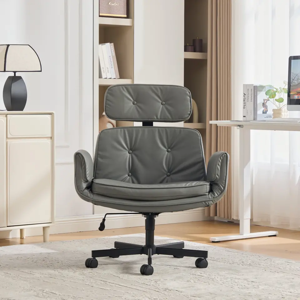 Ergonomic High-Back Swivel Office Chair with Headrest thumbnail 16