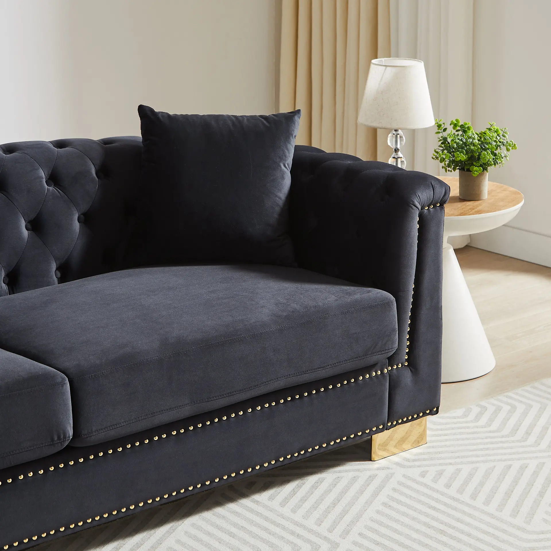 Velvet Chesterfield Six-Seat Tufted Sofa Set - view 10