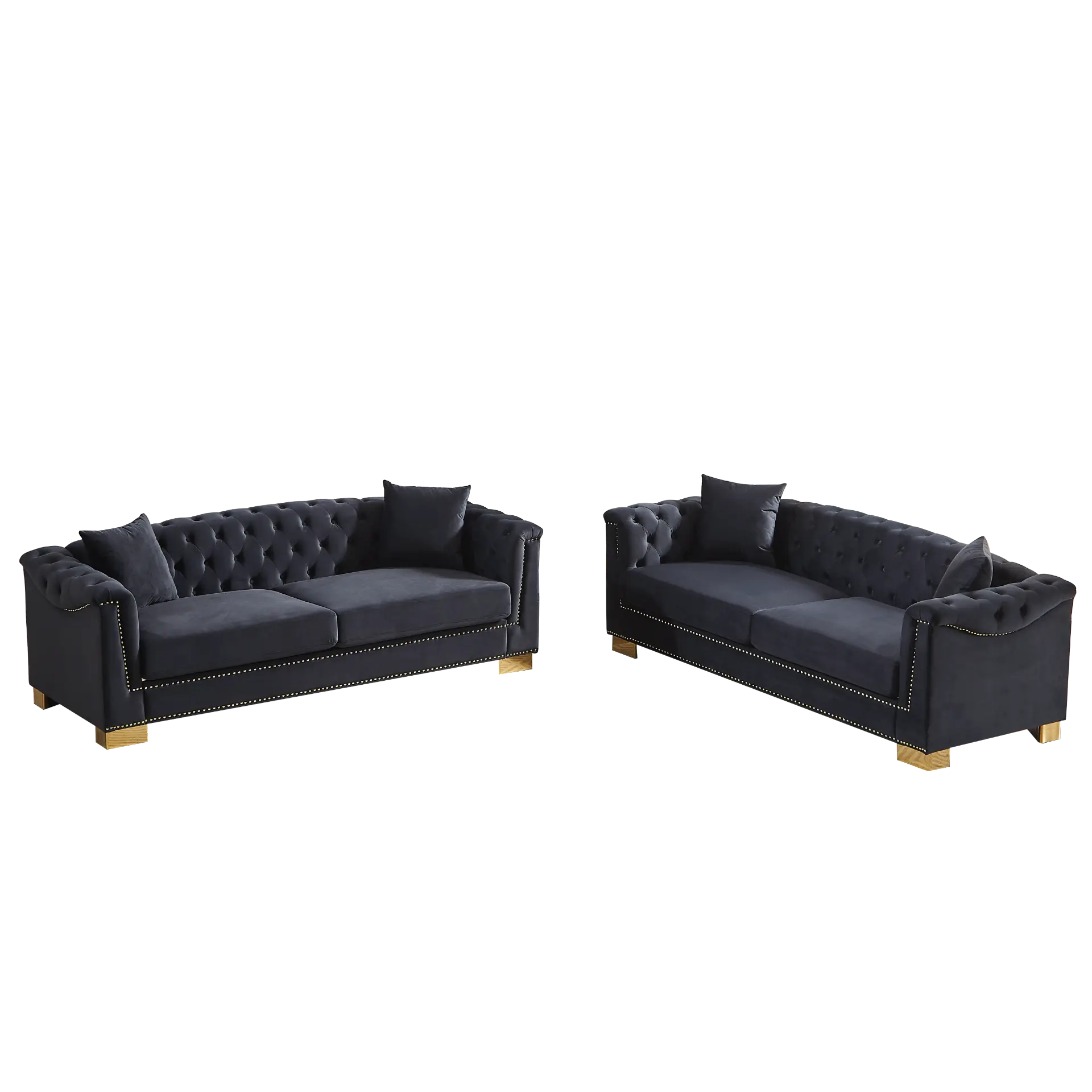 Velvet Chesterfield Six-Seat Tufted Sofa Set - view 12