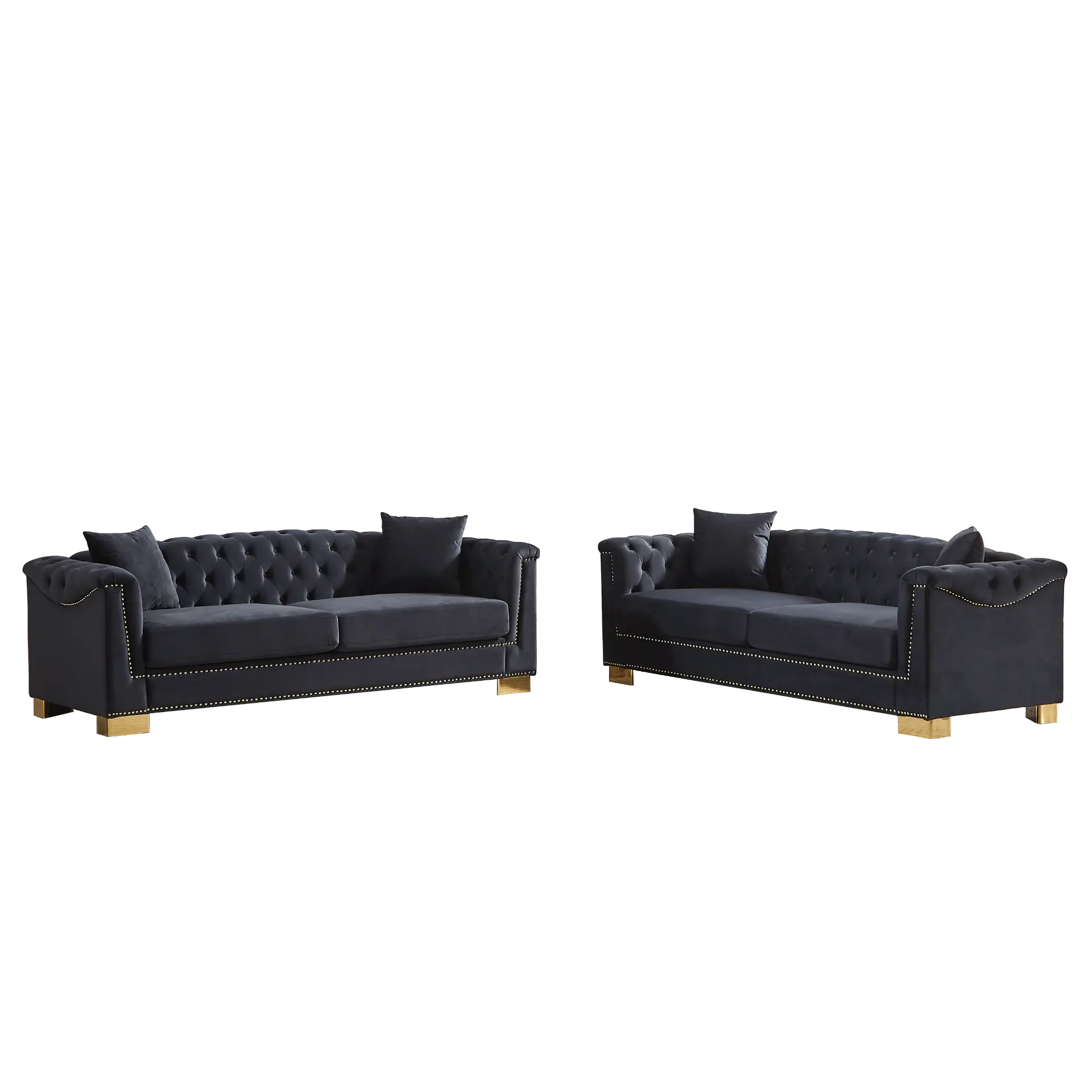 Velvet Chesterfield Six-Seat Tufted Sofa Set - view 13
