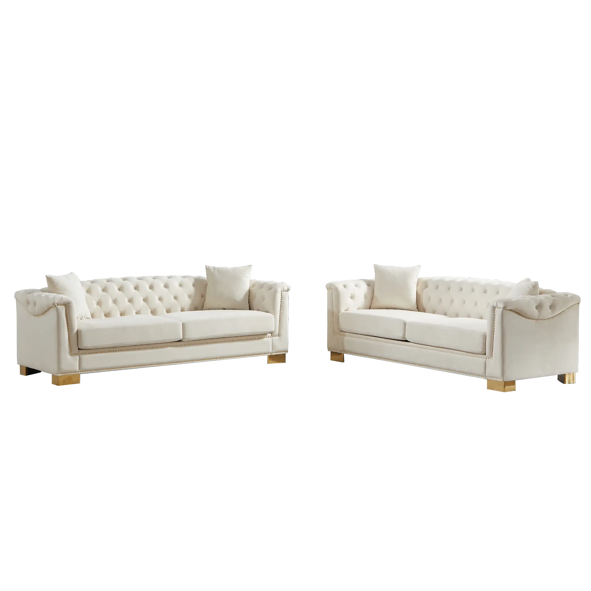 Velvet Chesterfield Six-Seat Tufted Sofa Set - view 22