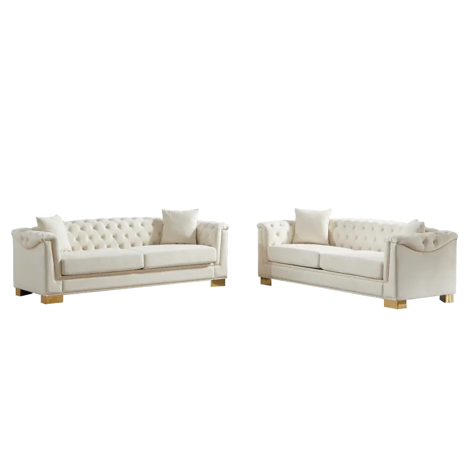 Velvet Chesterfield Six-Seat Tufted Sofa Set thumbnail 22