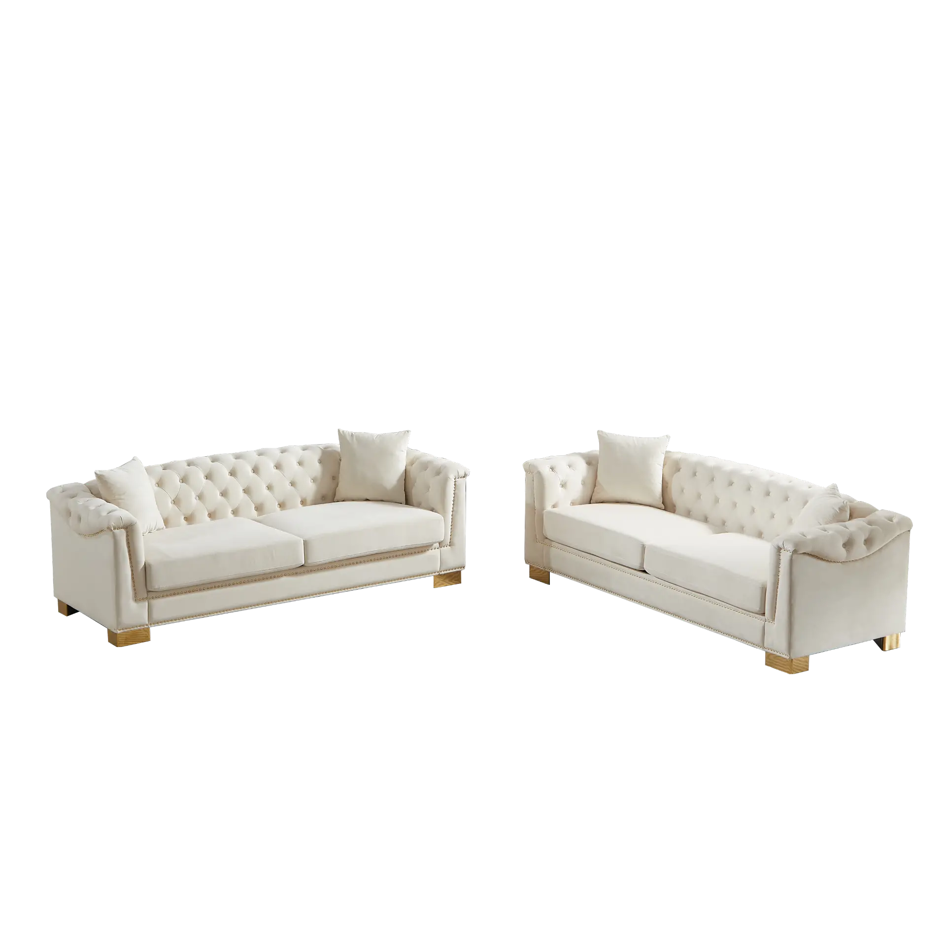 Velvet Chesterfield Six-Seat Tufted Sofa Set - view 23