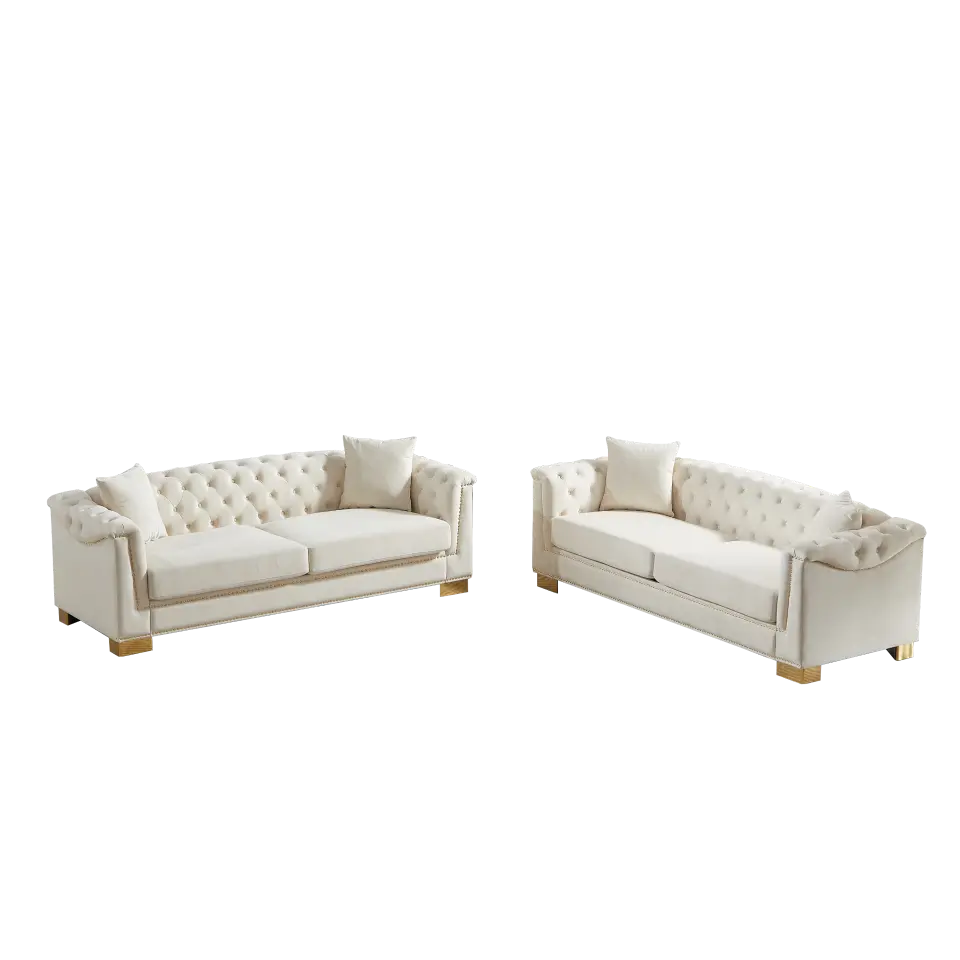 Velvet Chesterfield Six-Seat Tufted Sofa Set thumbnail 23