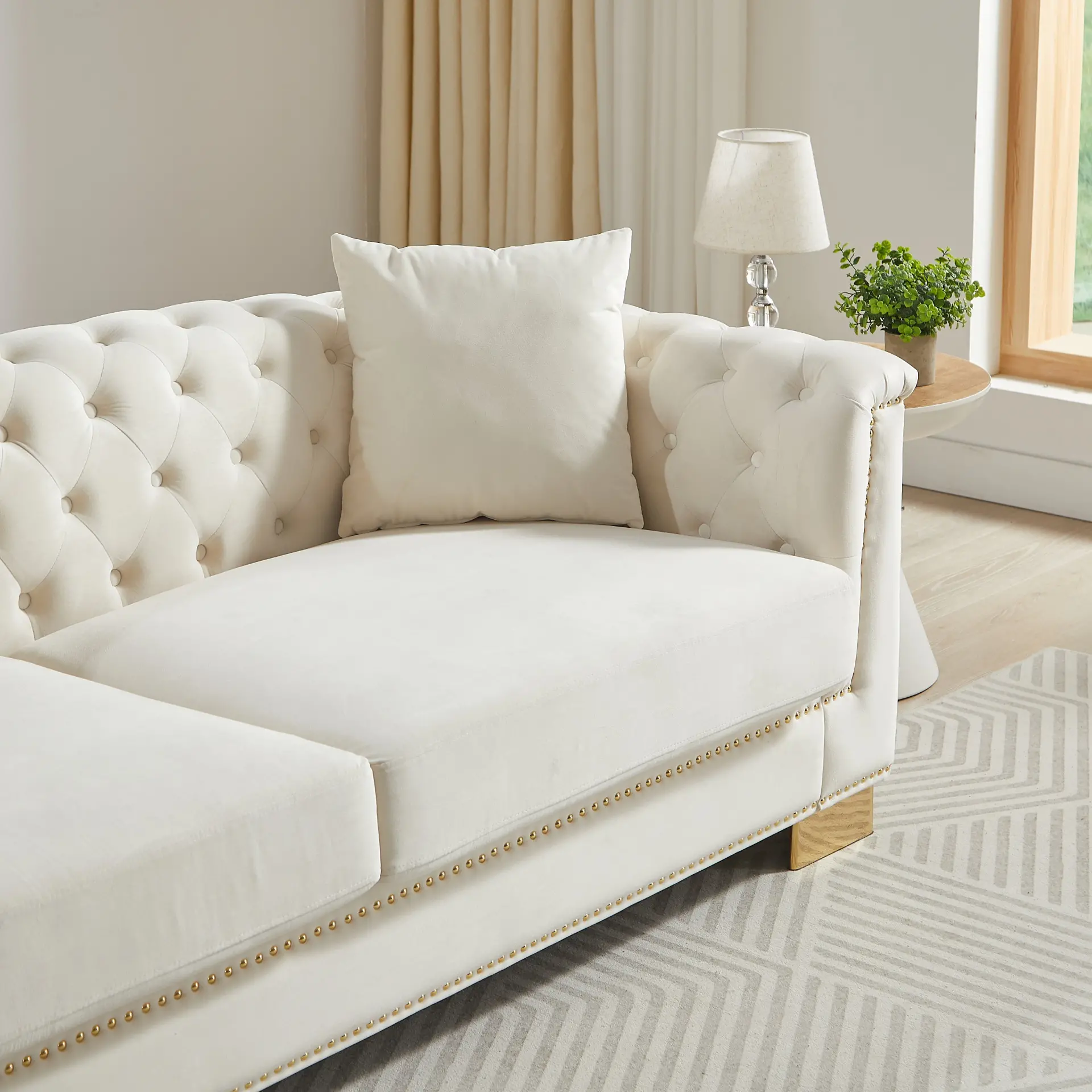 Velvet Chesterfield Six-Seat Tufted Sofa Set - view 24
