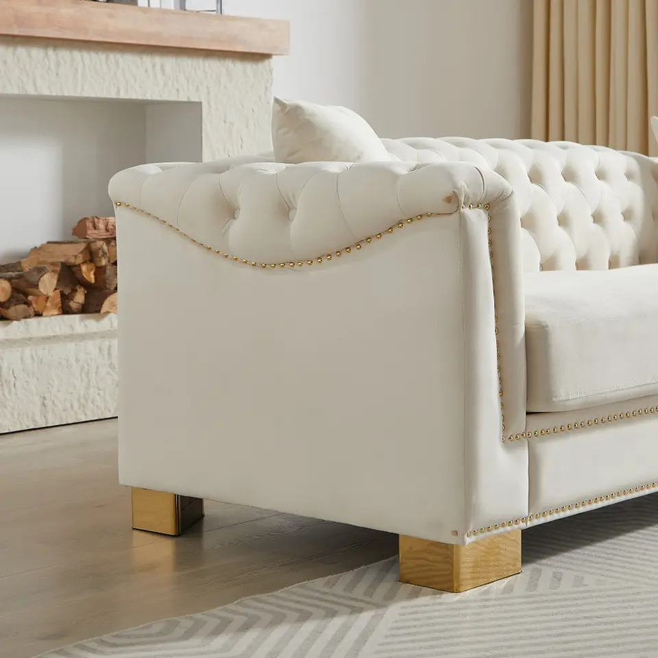 Velvet Chesterfield Six-Seat Tufted Sofa Set thumbnail 27