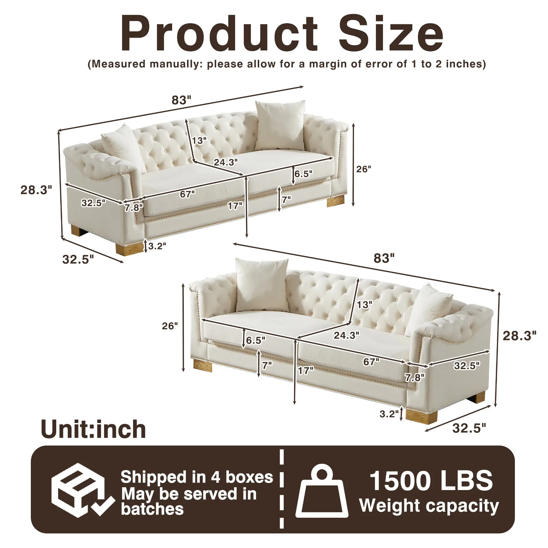 Velvet Chesterfield Six-Seat Tufted Sofa Set - view 28