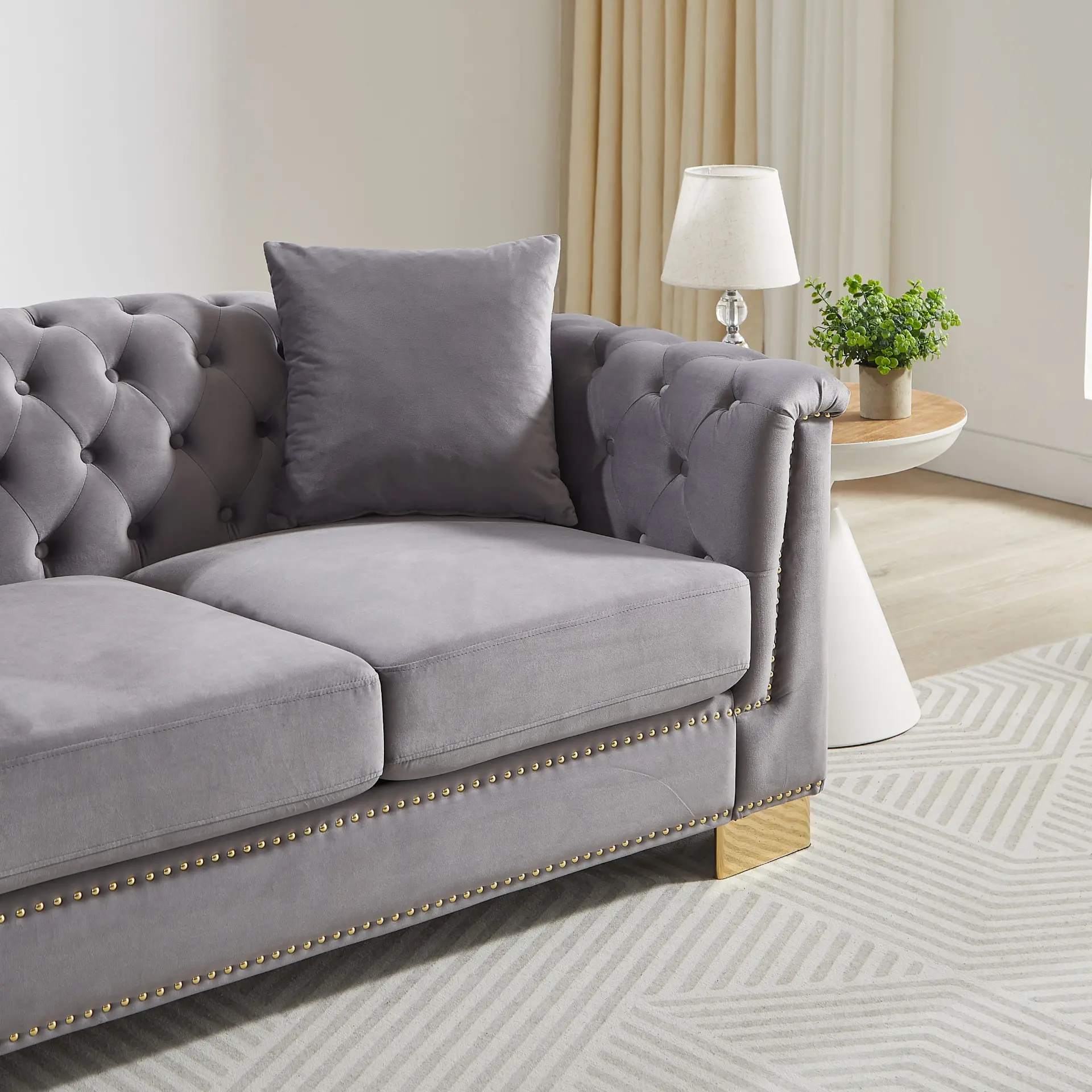 Velvet Chesterfield Six-Seat Tufted Sofa Set - view 38